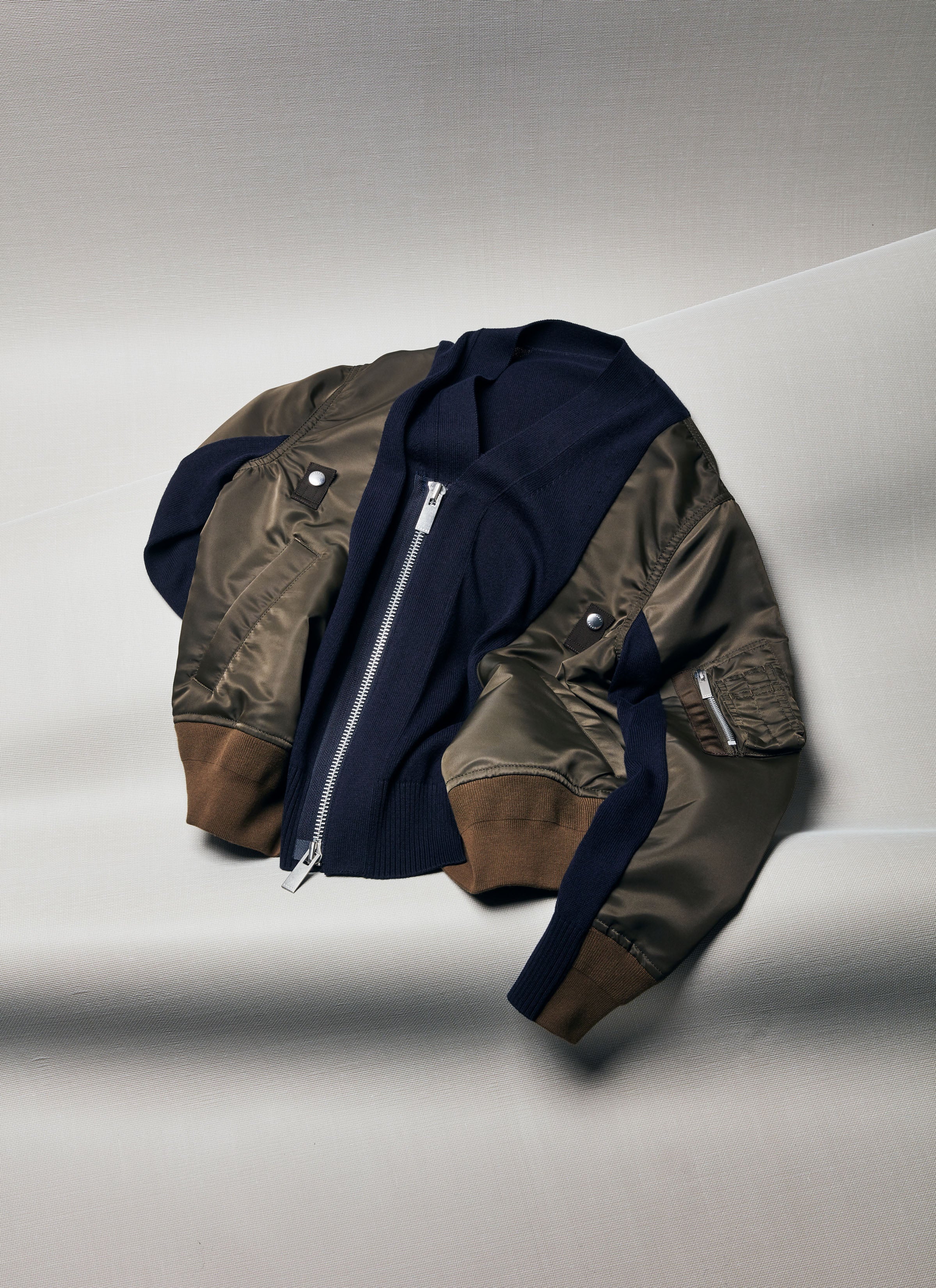 Nylon Twill x Knit Cardigan