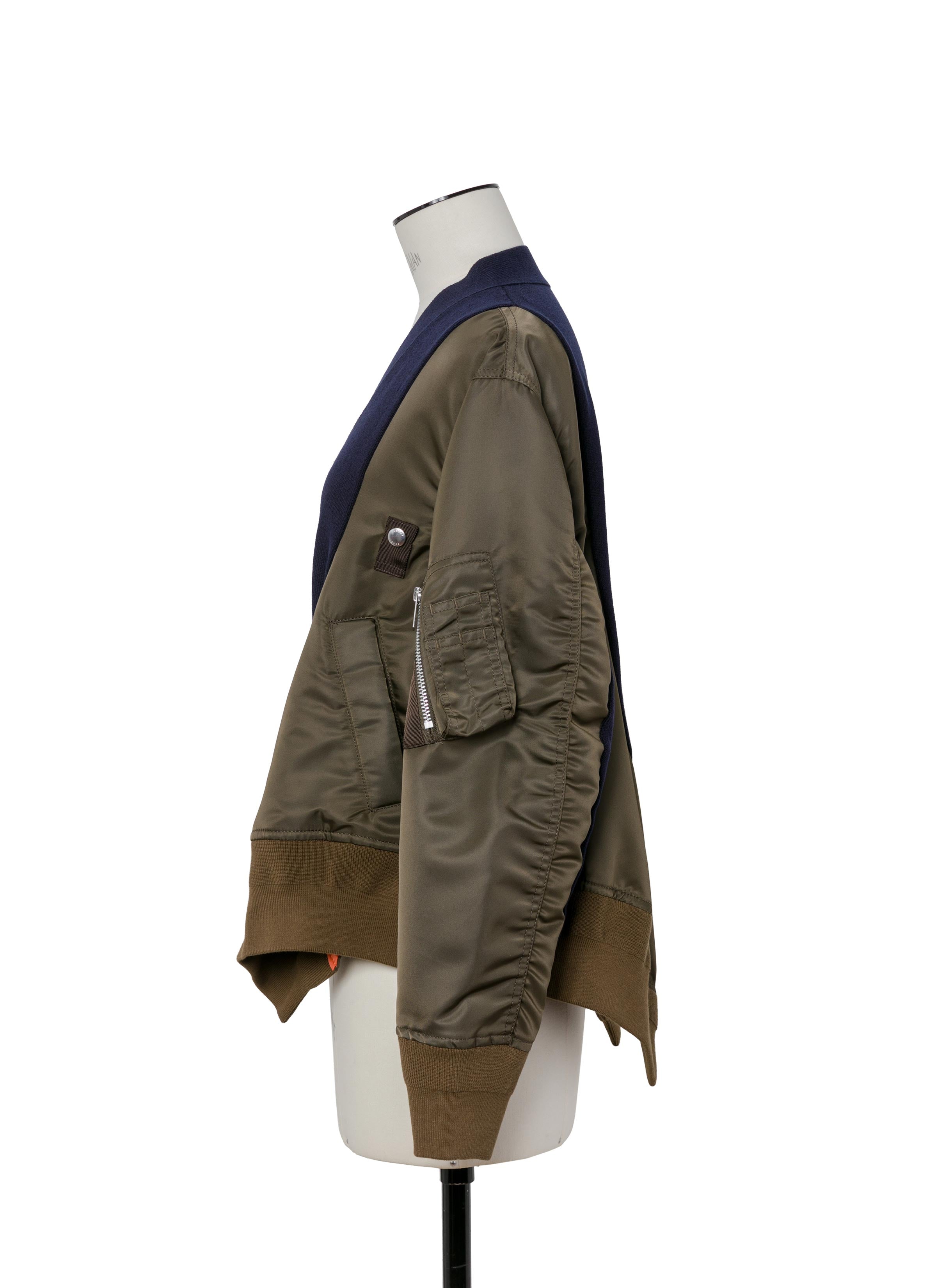 nylon-twill-x-knit-cardigan