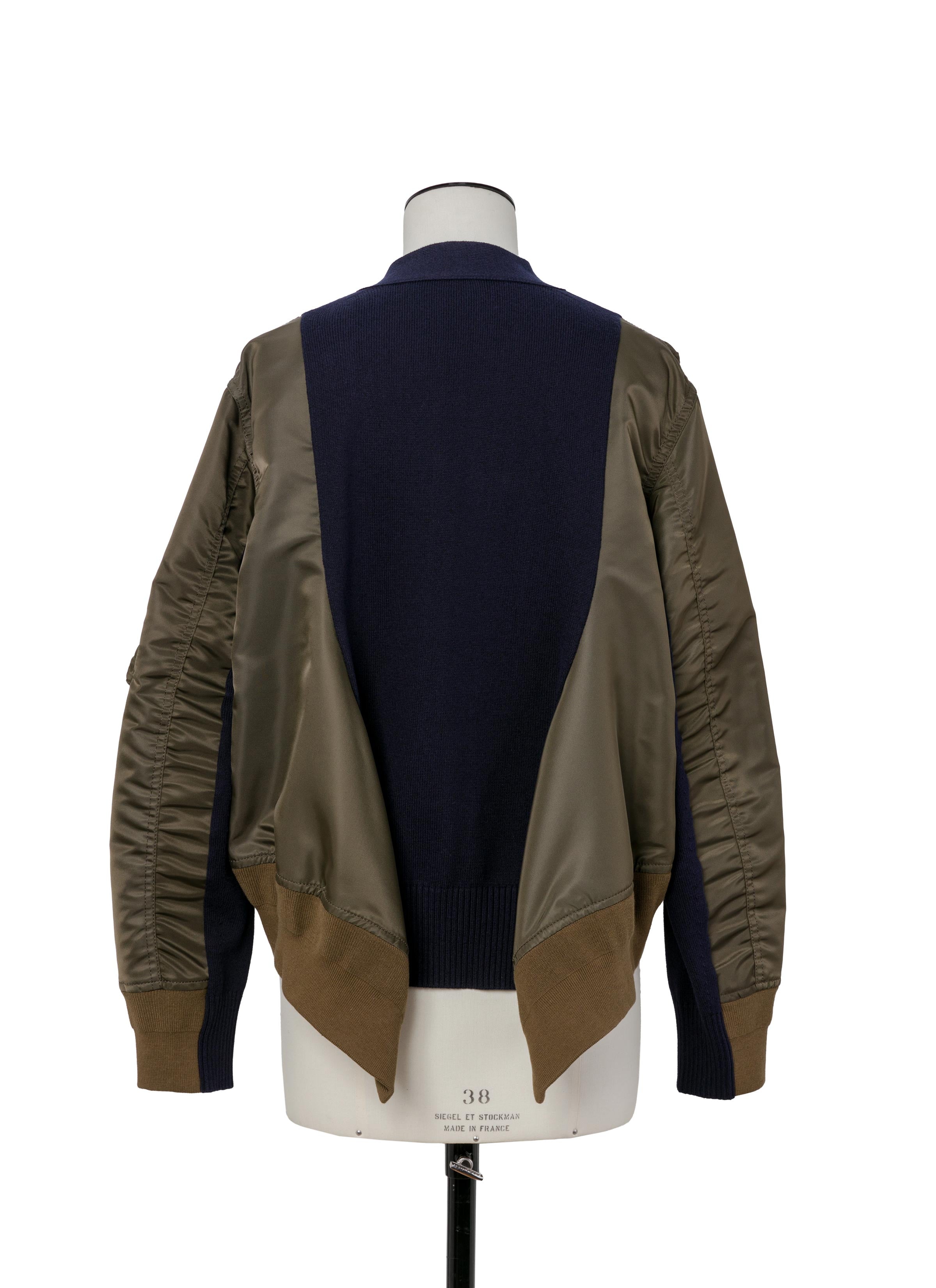 nylon-twill-x-knit-cardigan