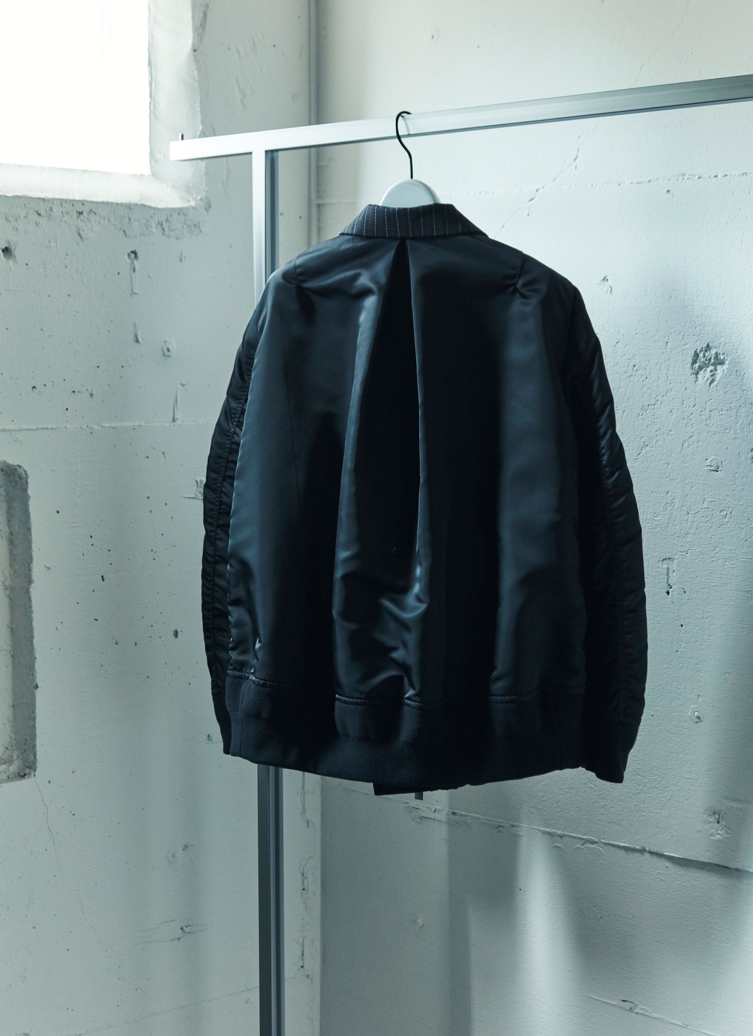 Stripe Doeskin x Nylon Twill Jacket