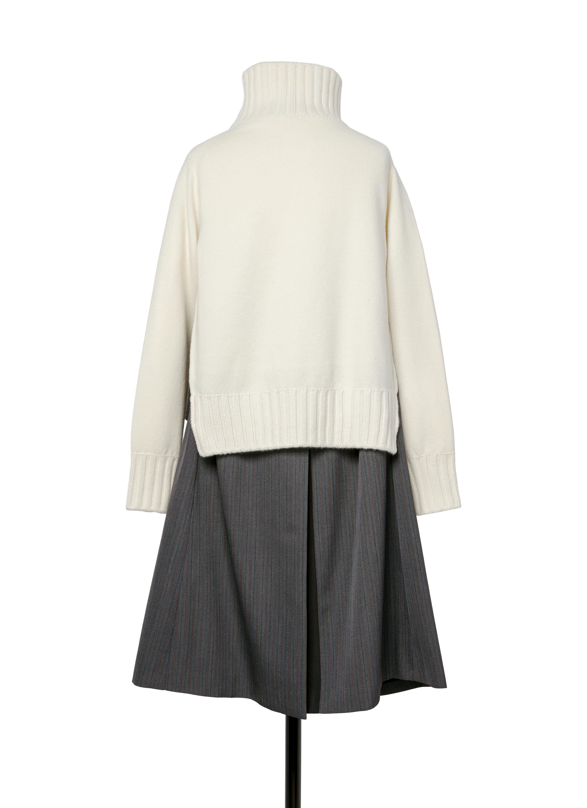 stripe-doeskin-x-wool-knit-coat-dress