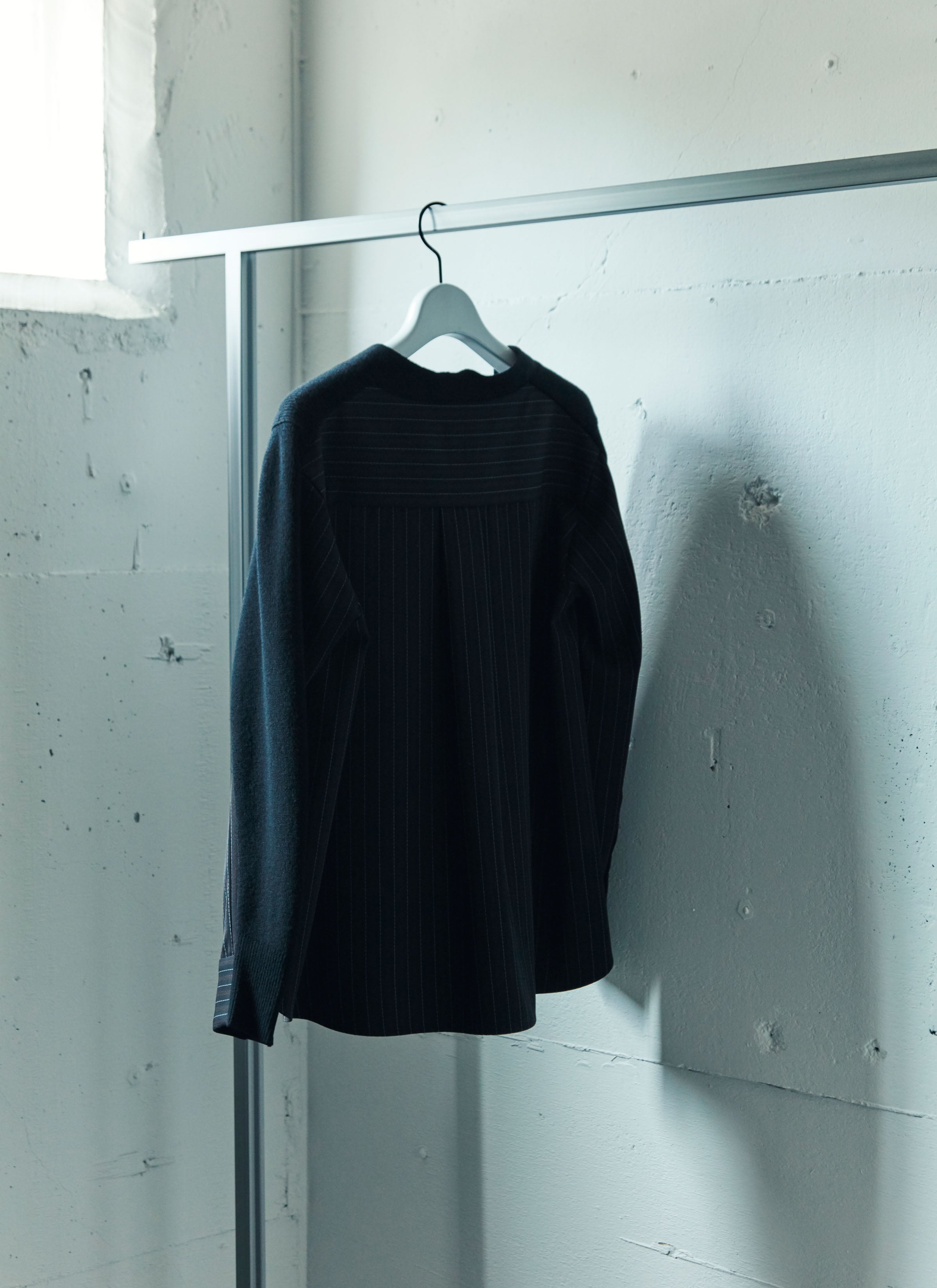 Stripe Doeskin x Wool Knit Cardigan