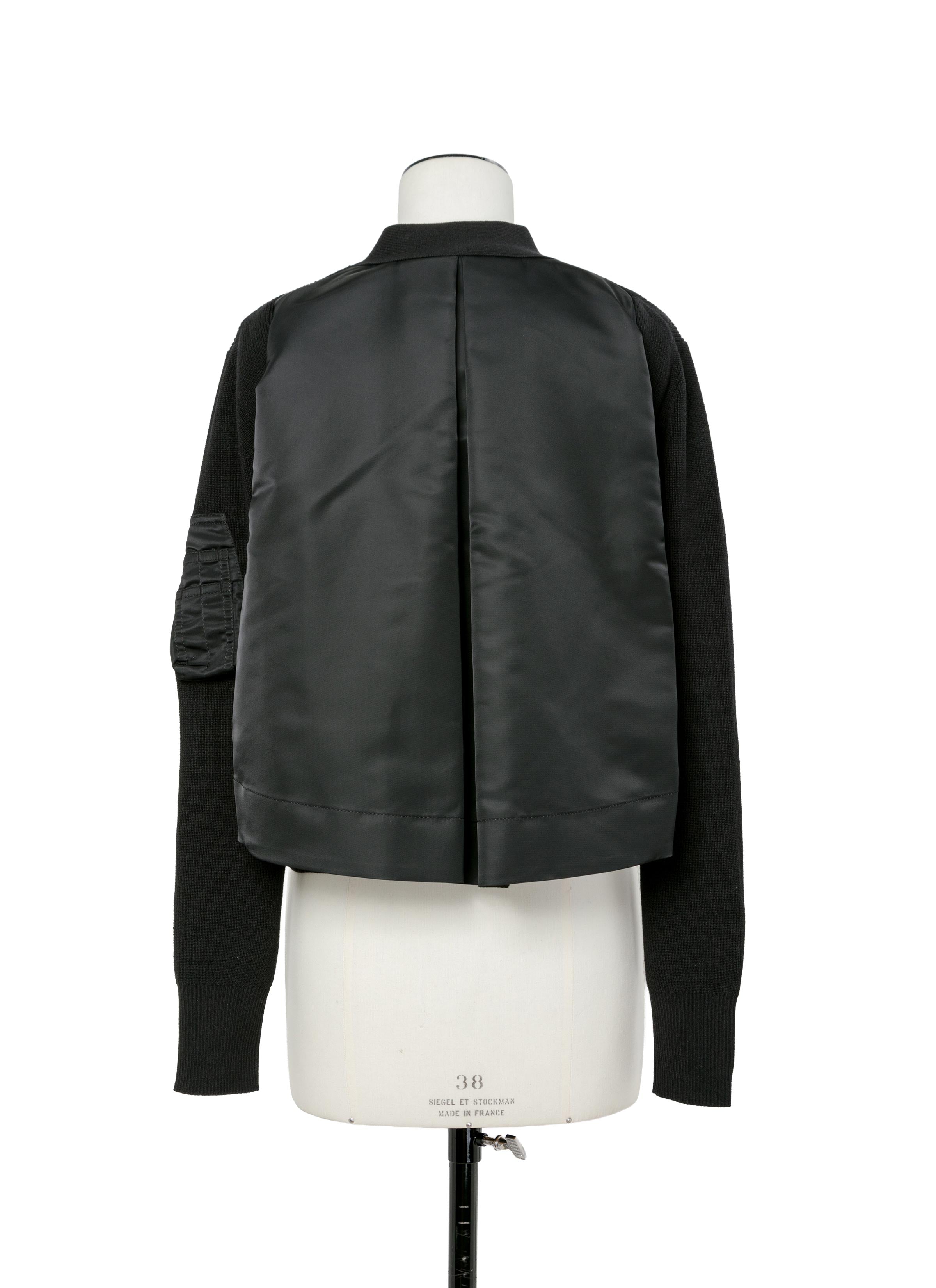 nylon-twill-x-cotton-knit-cardigan