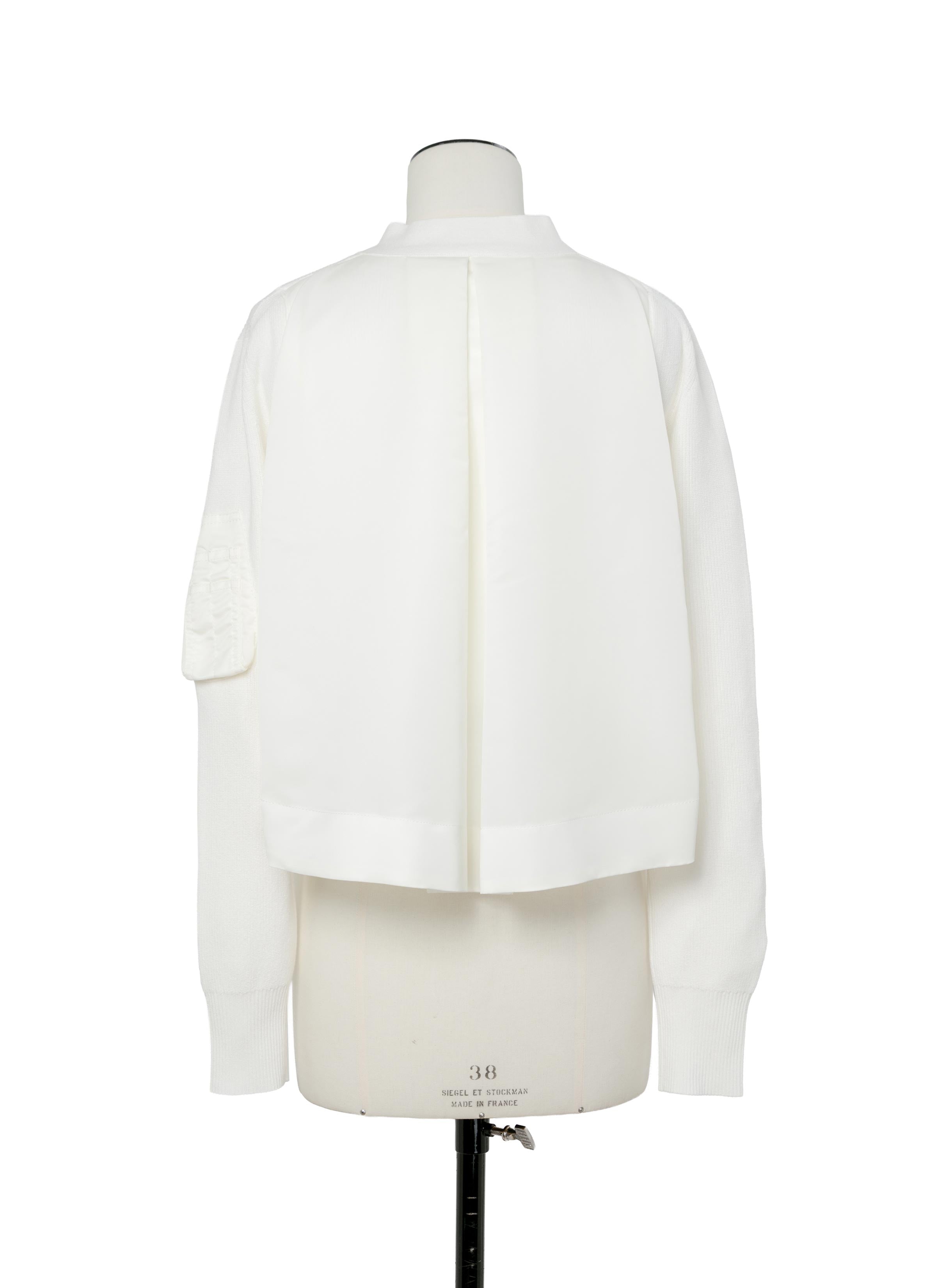 nylon-twill-x-cotton-knit-cardigan