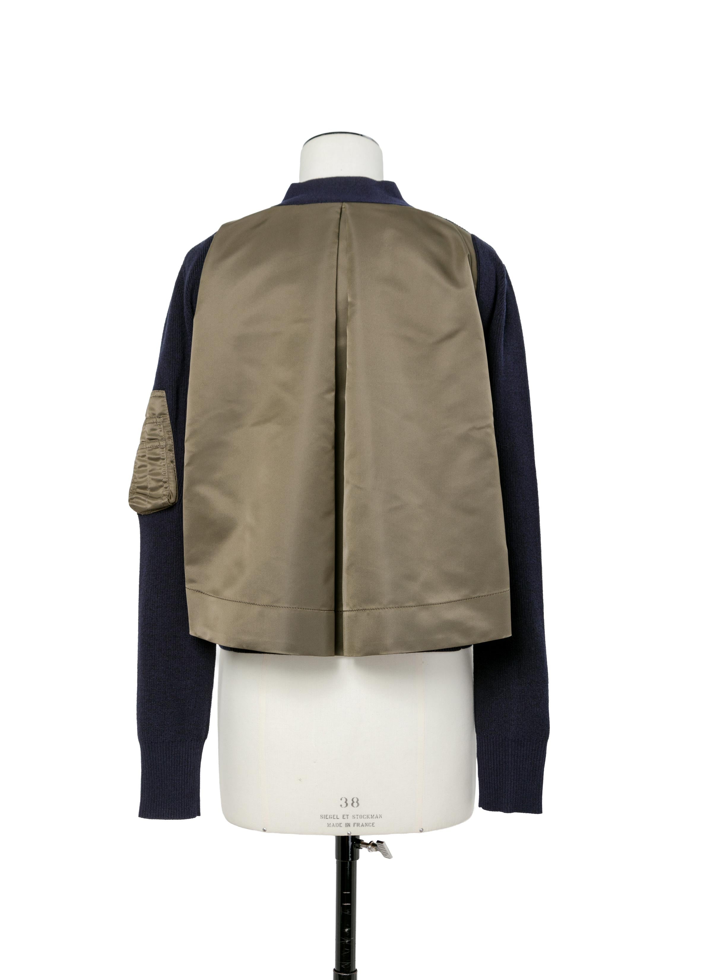 nylon-twill-x-cotton-knit-cardigan