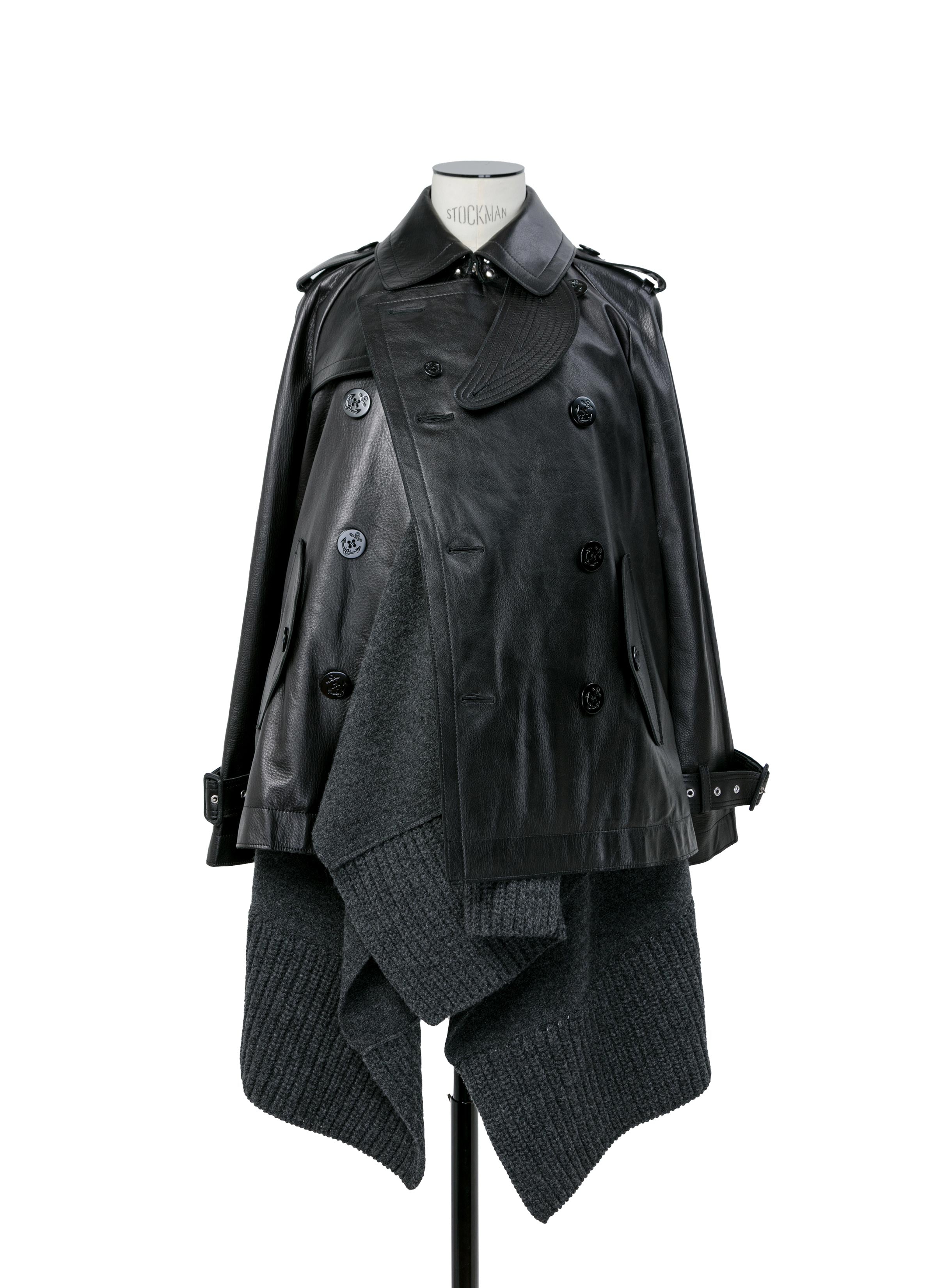 Leather x Wool Knit Jacket