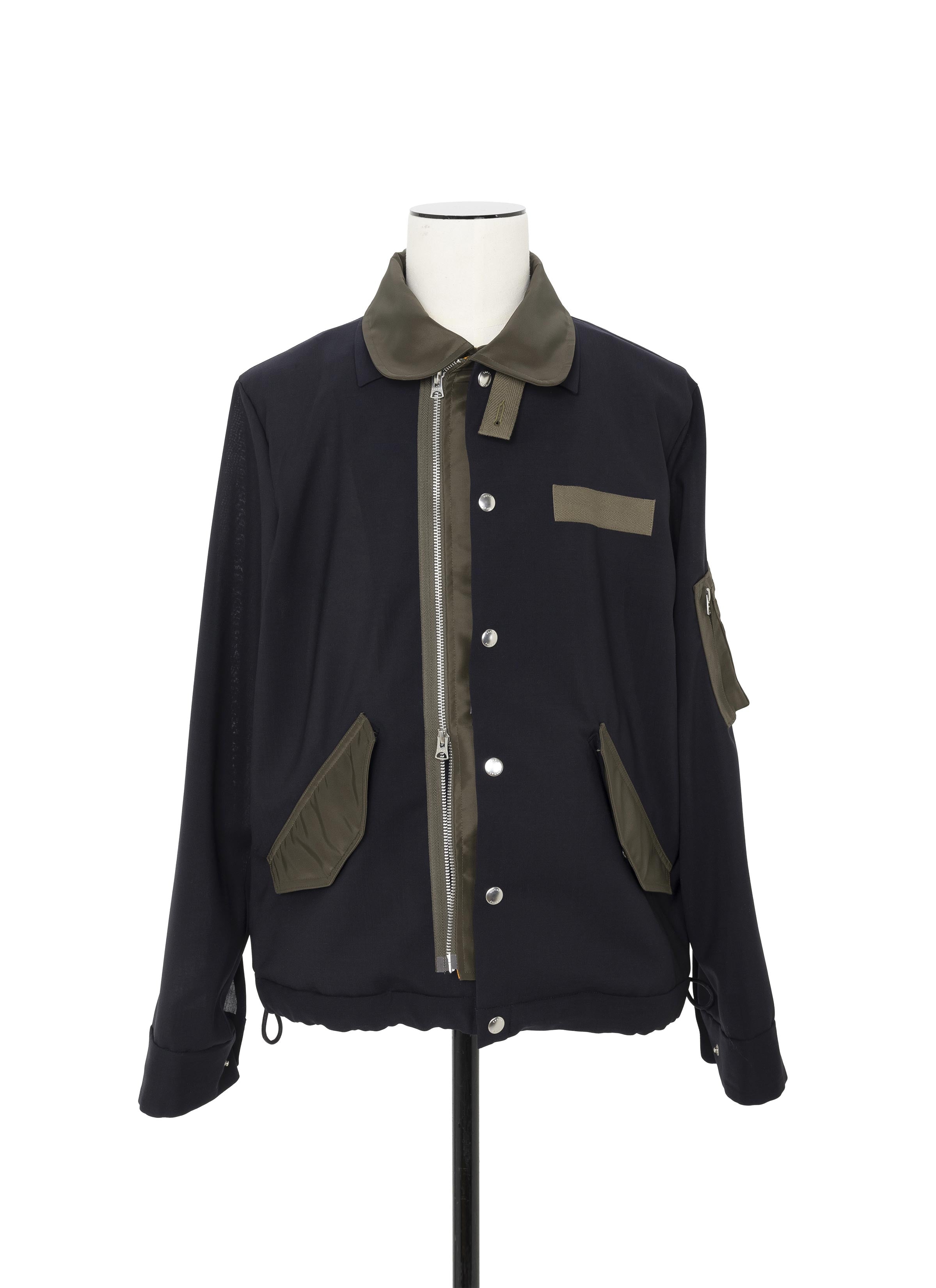 Wool Suiting x Nylon Twill Jacket