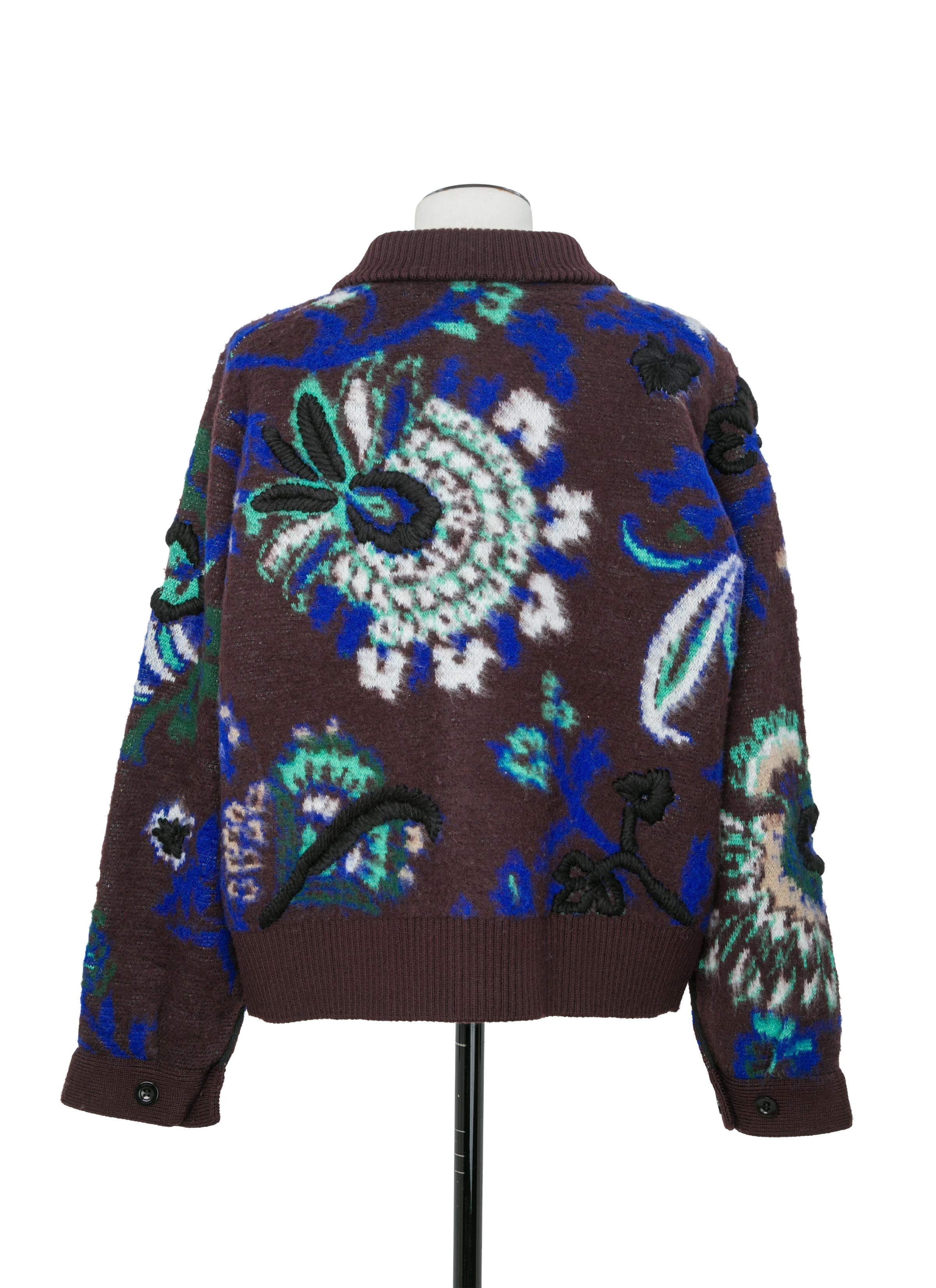 Floral Jacquard Knit Blouson