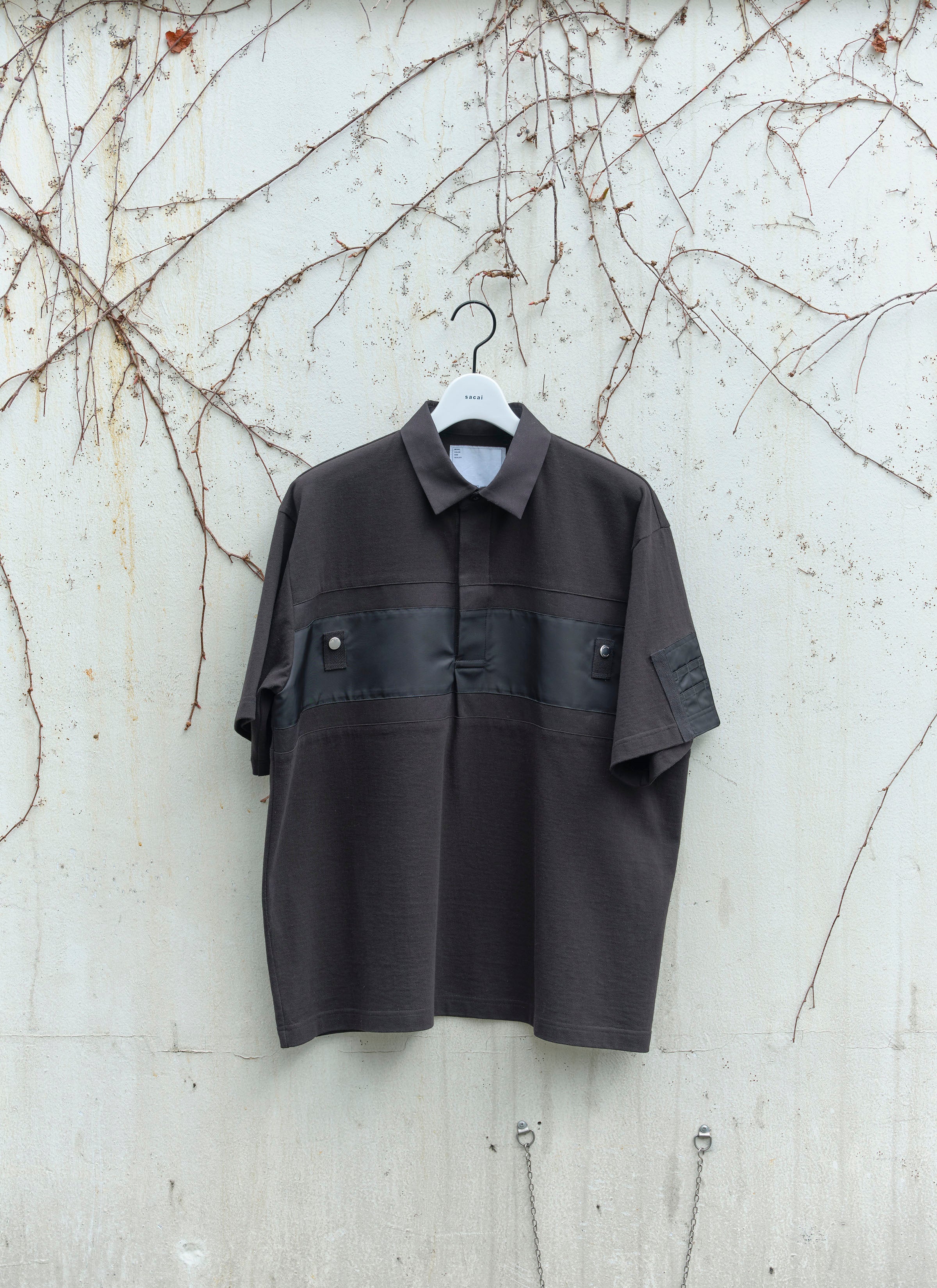 Cotton Jersey x Nylon Twill Polo Shirt