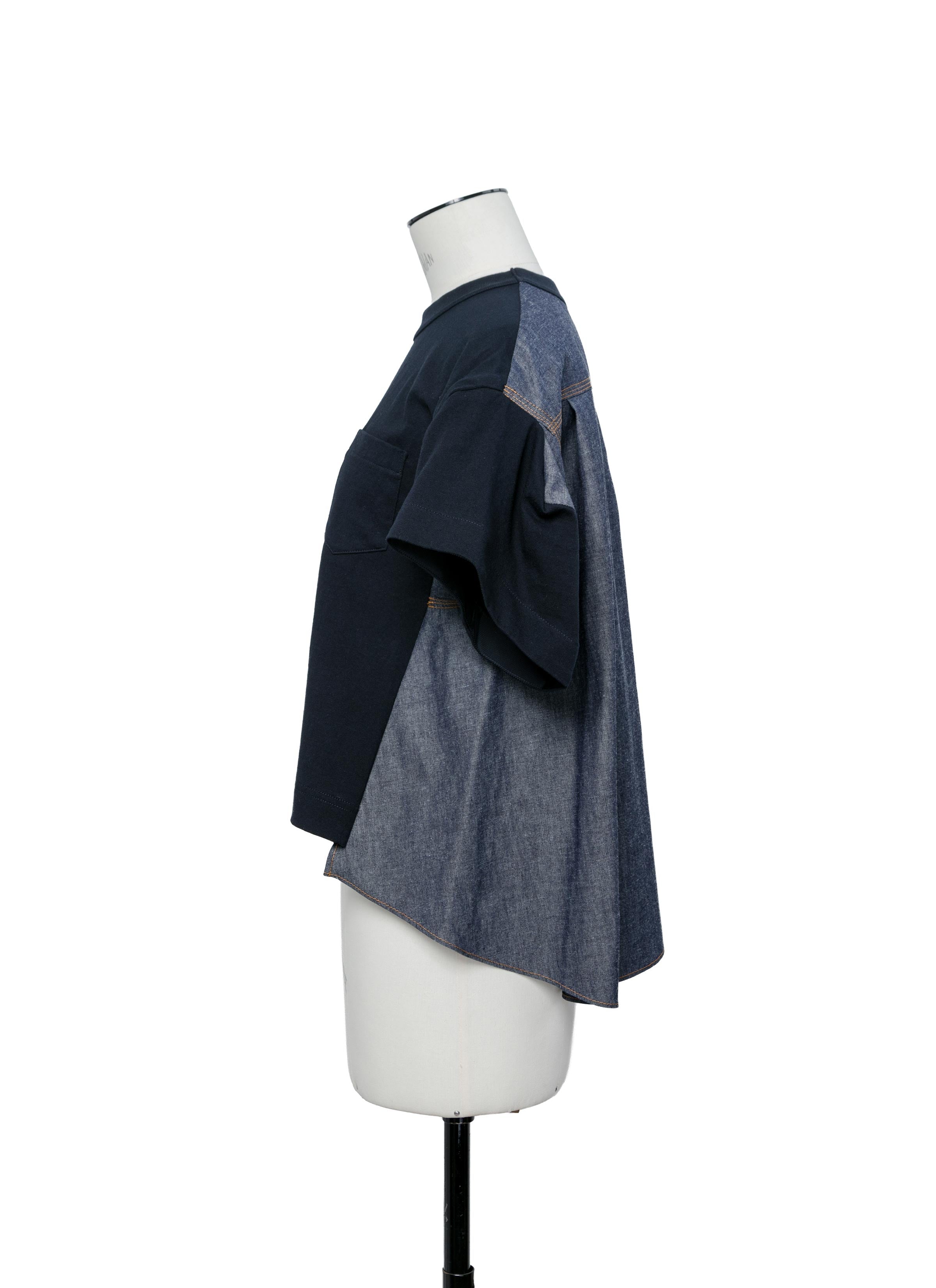 Light Weight Denim x Cotton Jersey T-Shirt