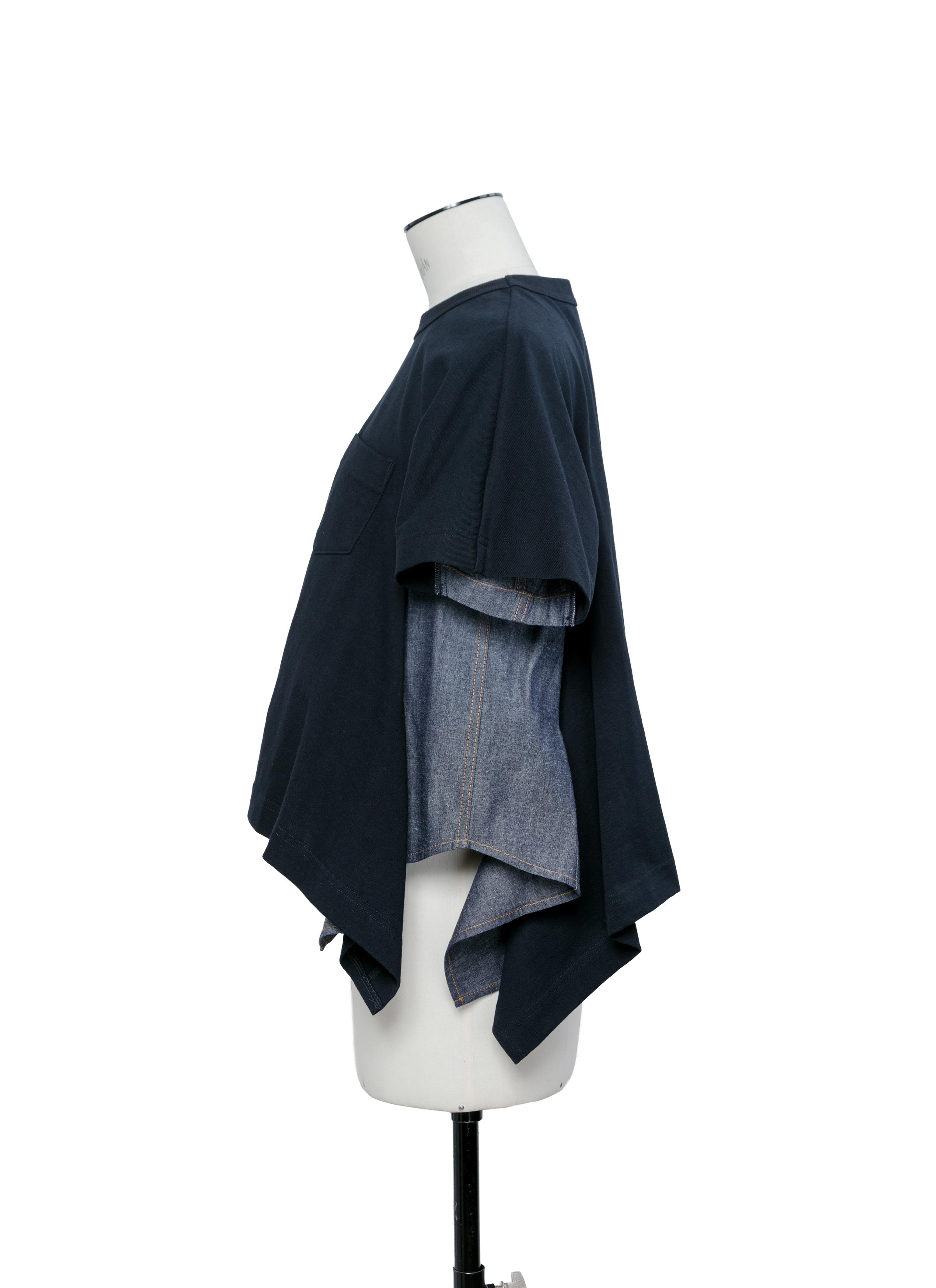 Light Weight Denim x Cotton Jersey T-Shirt