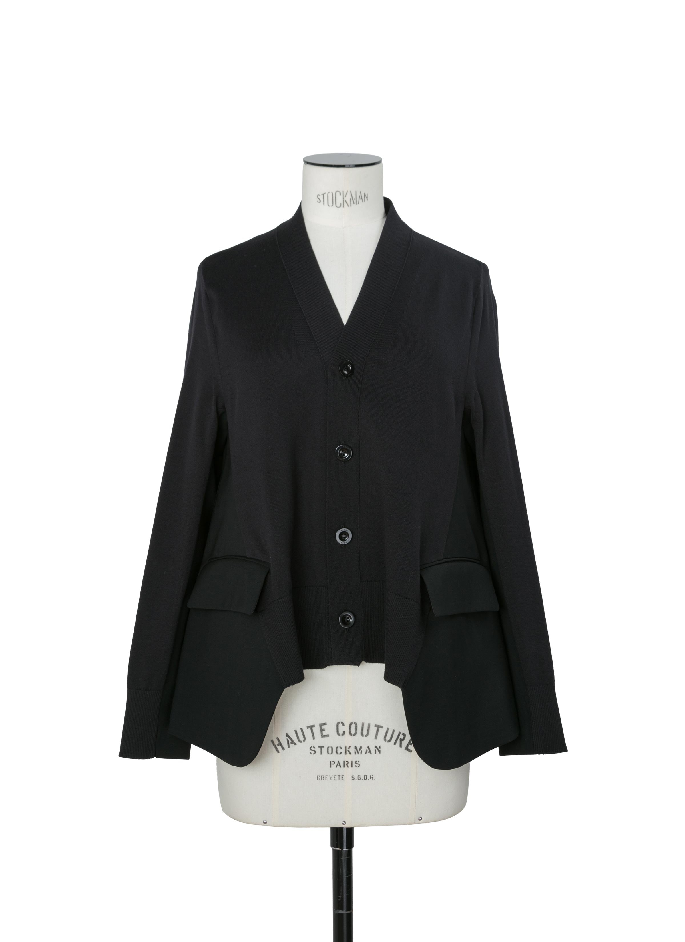 Wool Suiting x Cotton Knit Cardigan