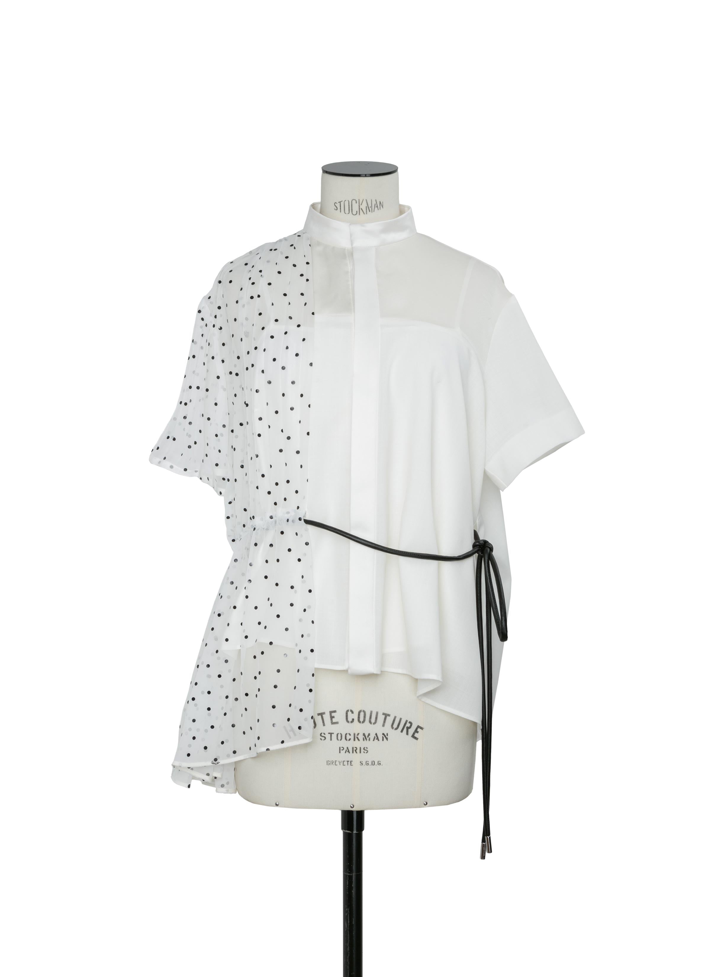 Wool Suiting x Polka Dot Blouse