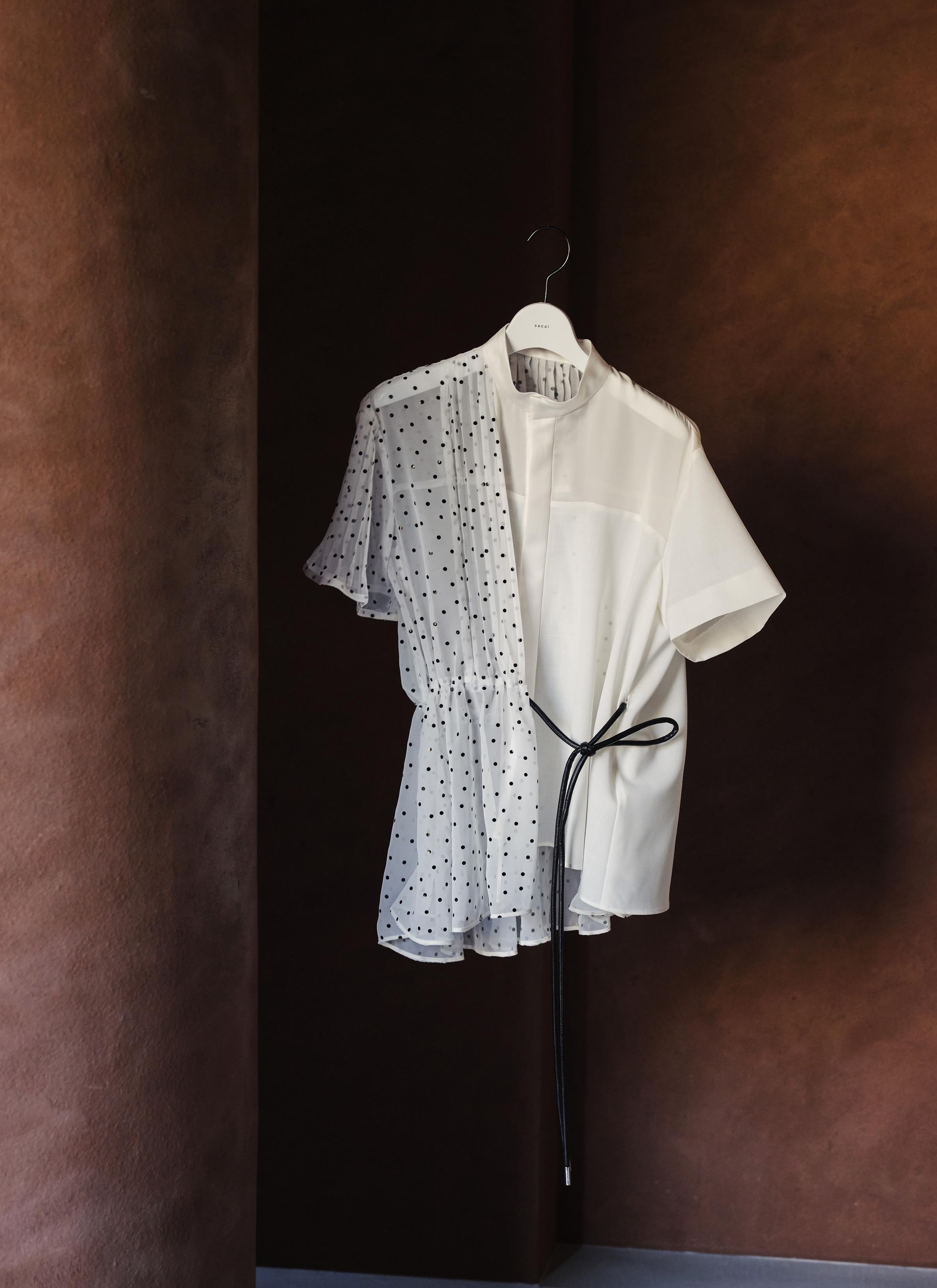 Wool Suiting x Polka Dot Blouse