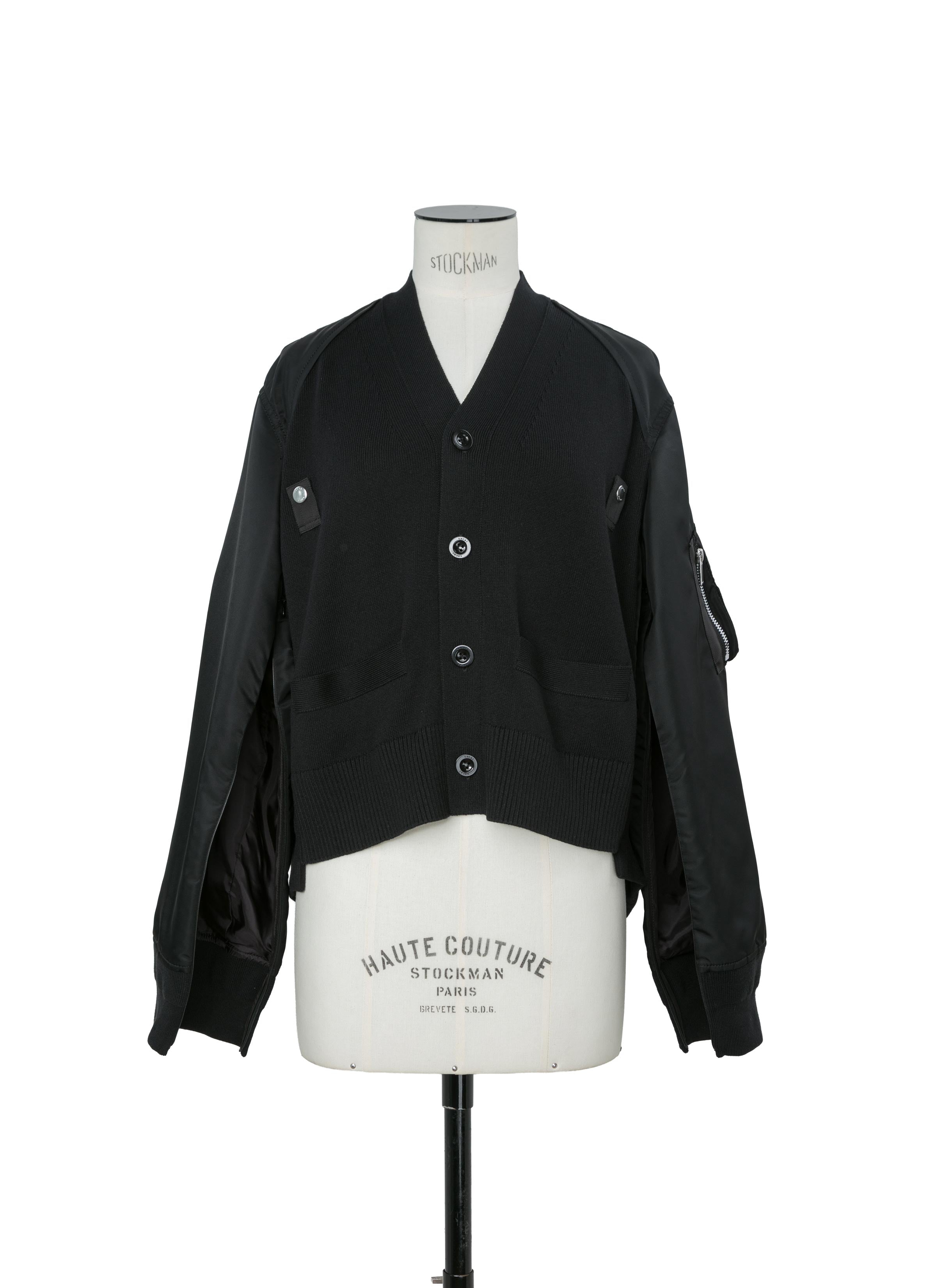 Nylon Twill x Cotton Knit Cardigan