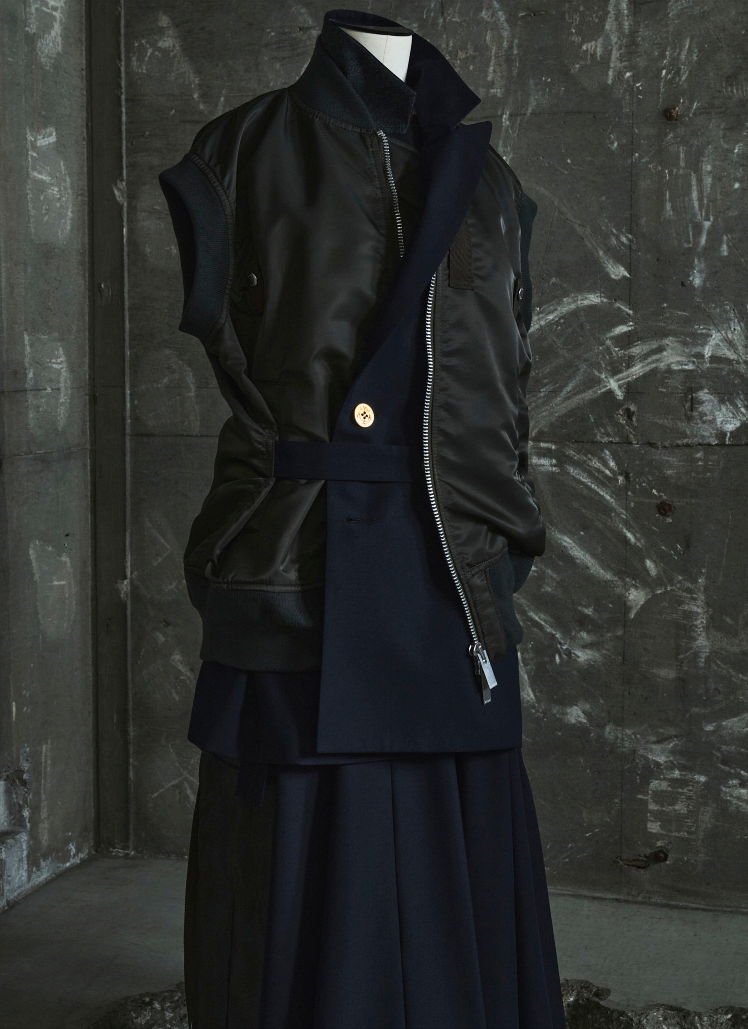 Nylon Twill x Suiting Skirt