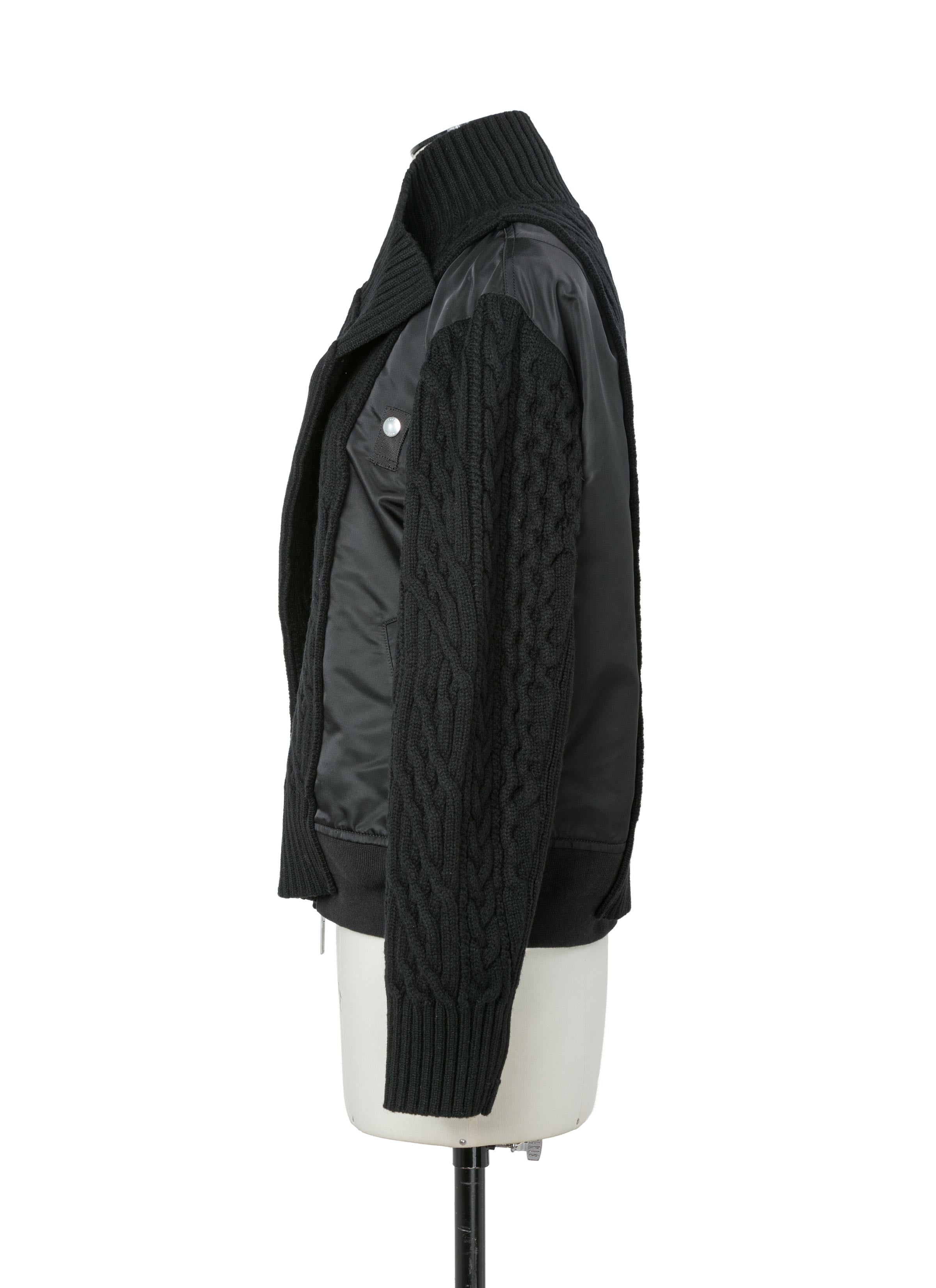 Nylon Twill x Wool Knit Blouson