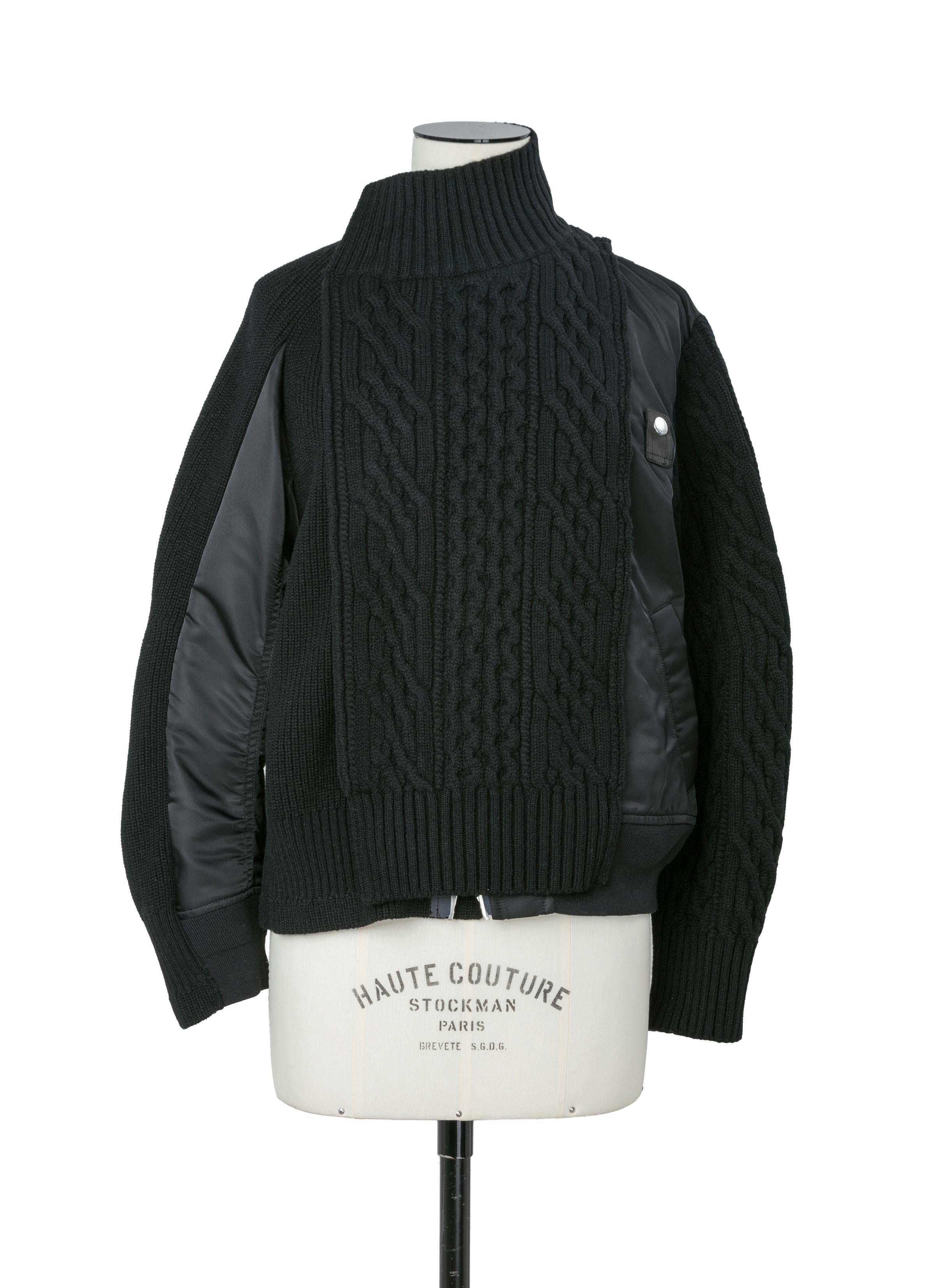 Nylon Twill x Wool Knit Blouson