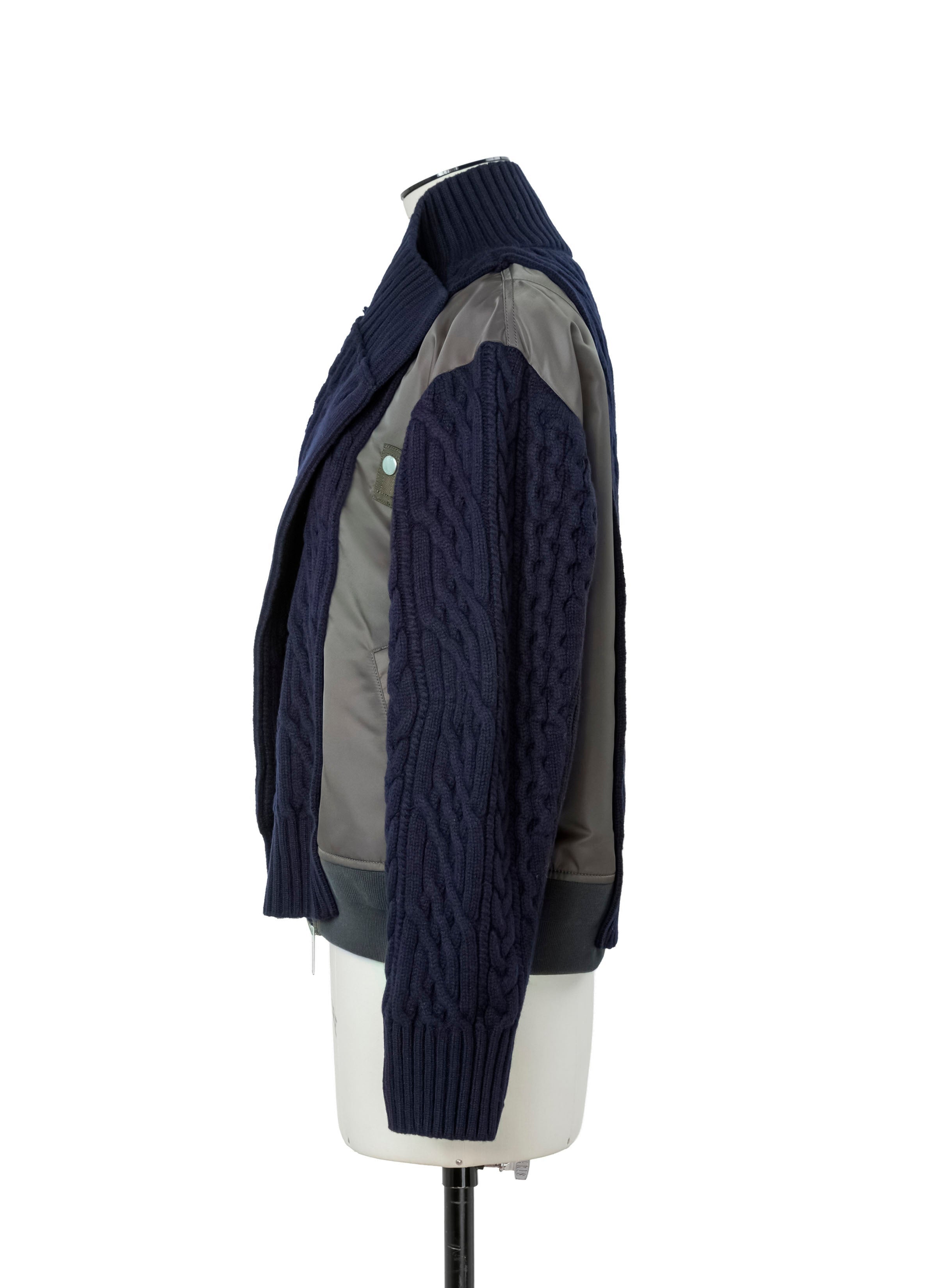 Nylon Twill x Wool Knit Blouson