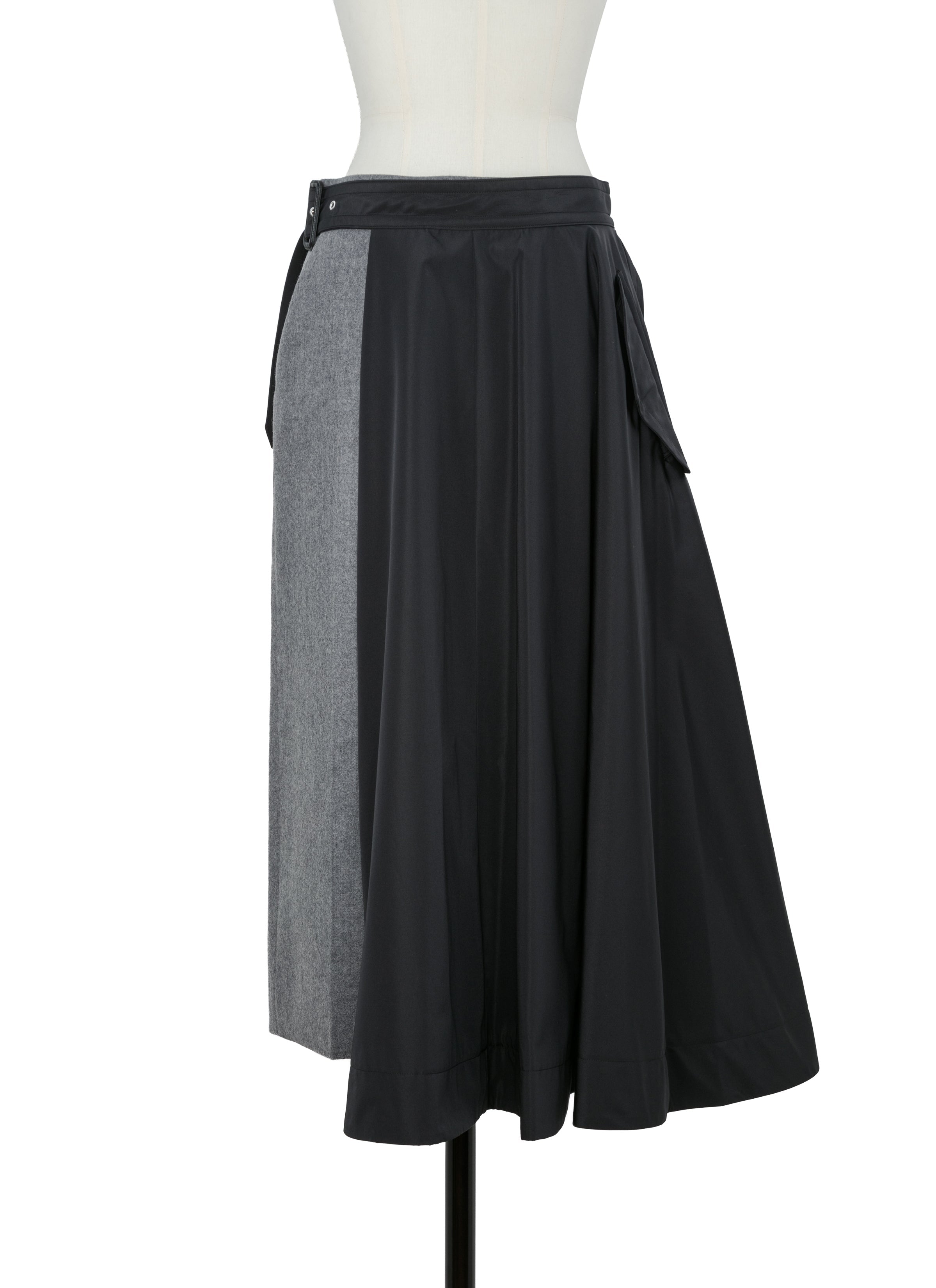 Wool Flannel x Taffeta Bonding Skirt