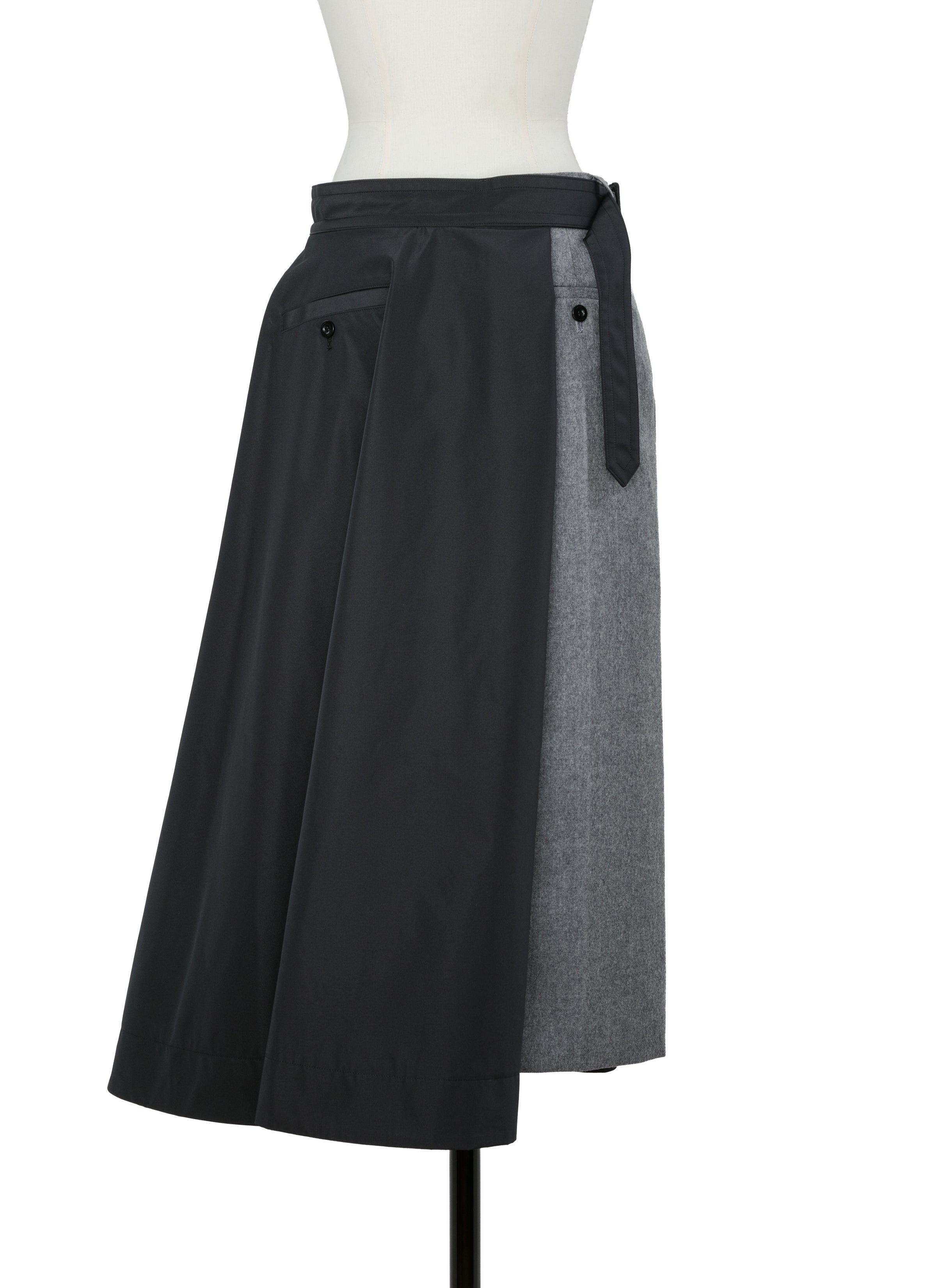 Wool Flannel x Taffeta Bonding Skirt