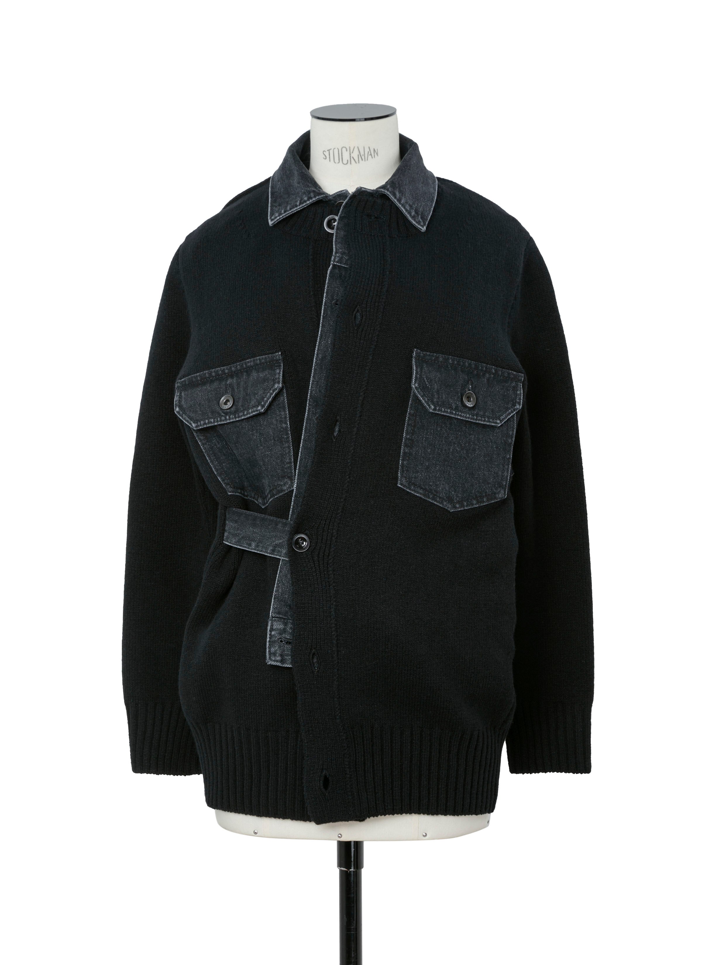 Denim x Wool Knit Cardigan