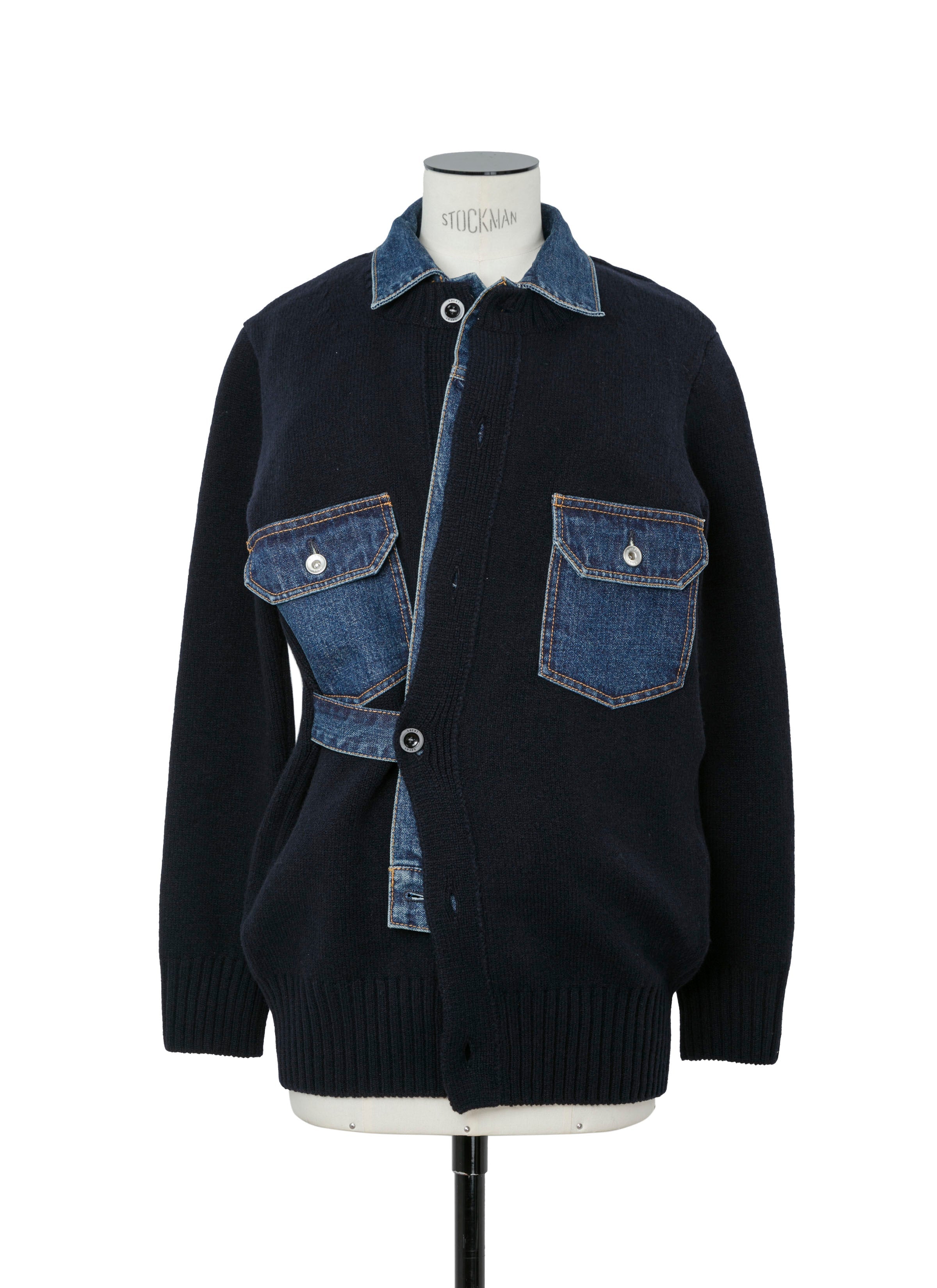 Denim x Wool Knit Cardigan