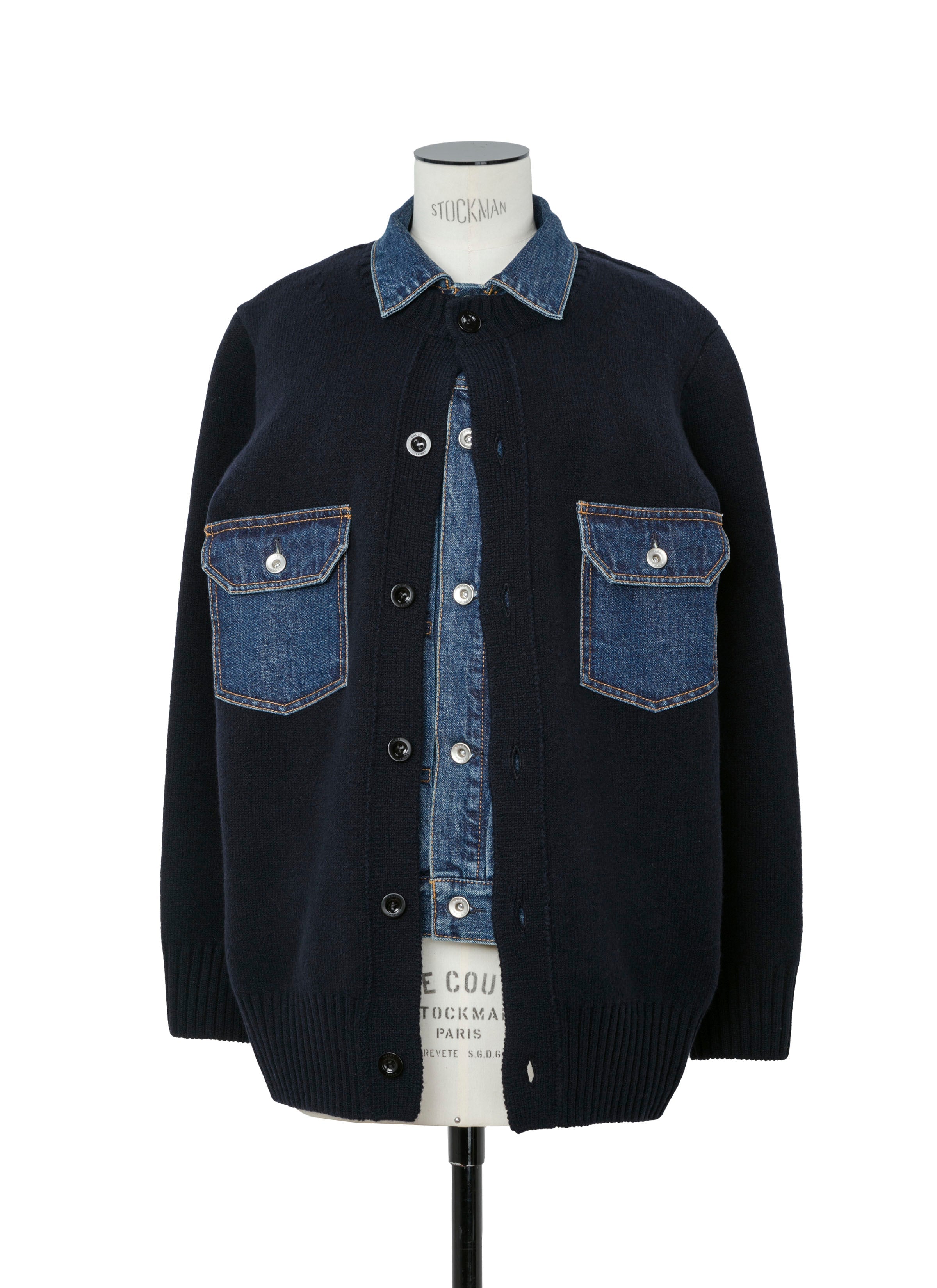 Denim x Wool Knit Cardigan
