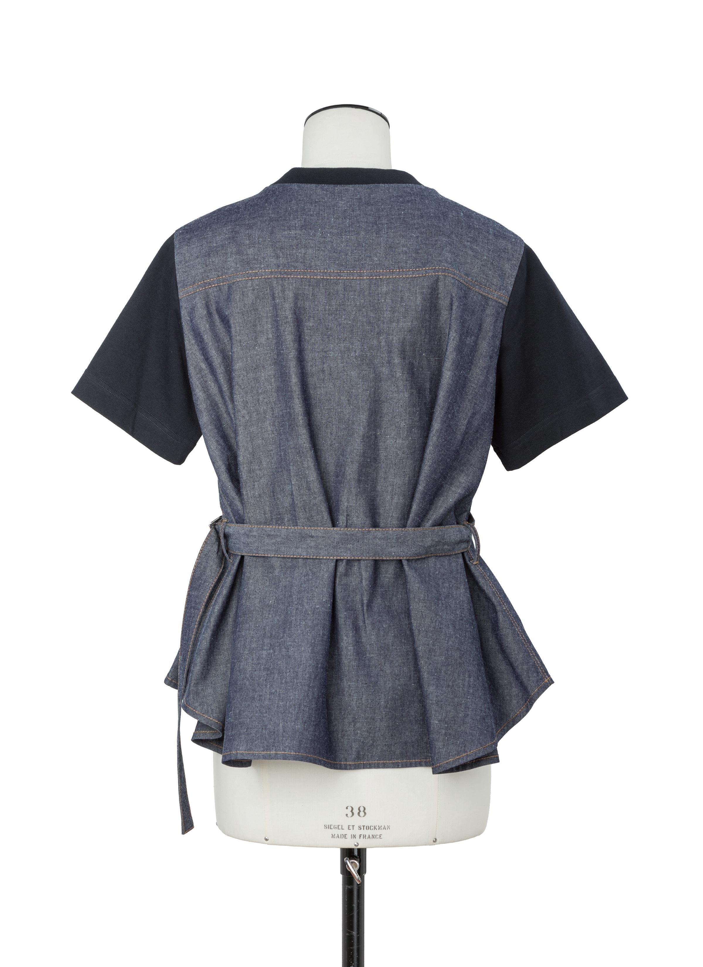 Light Weight Denim x Cotton Jersey T-Shirt