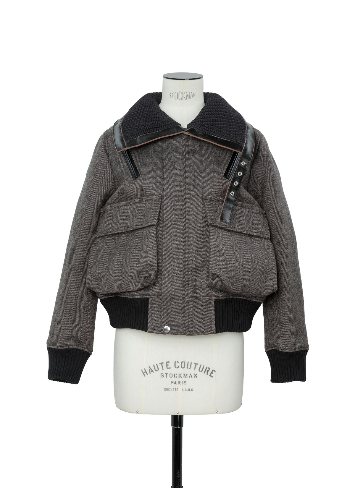 Double-Faced Herringbone Puffer Blouson