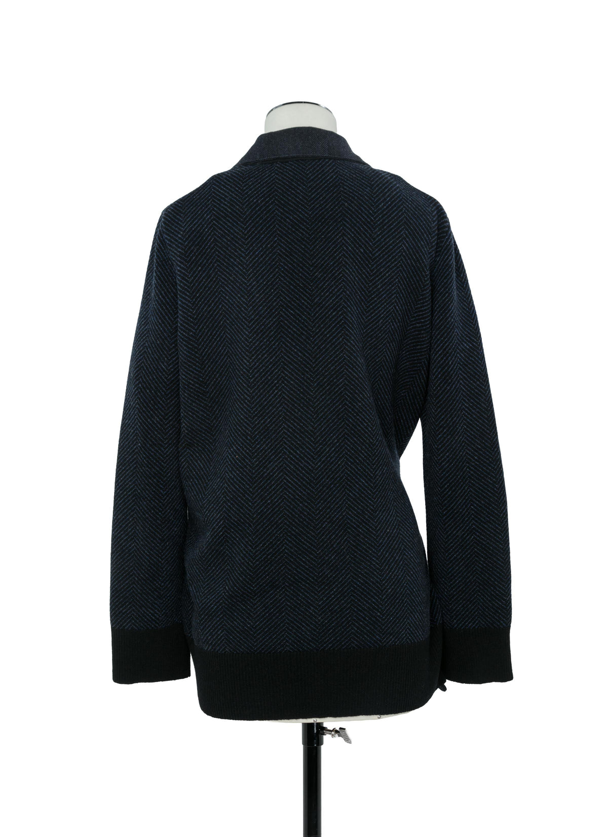 Double-Faced Herringbone x Wool Knit Cardigan