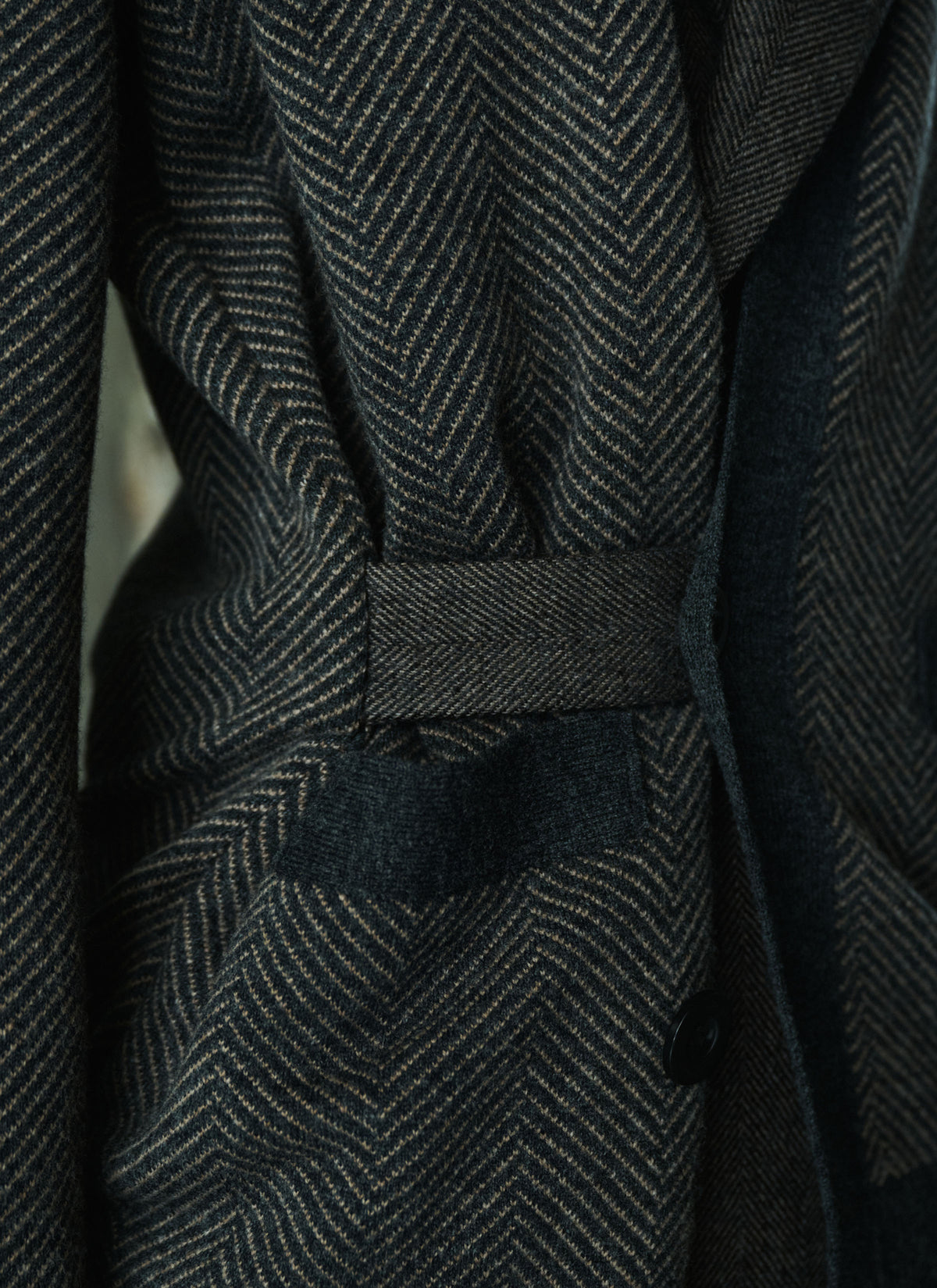 Double-Faced Herringbone x Wool Knit Cardigan