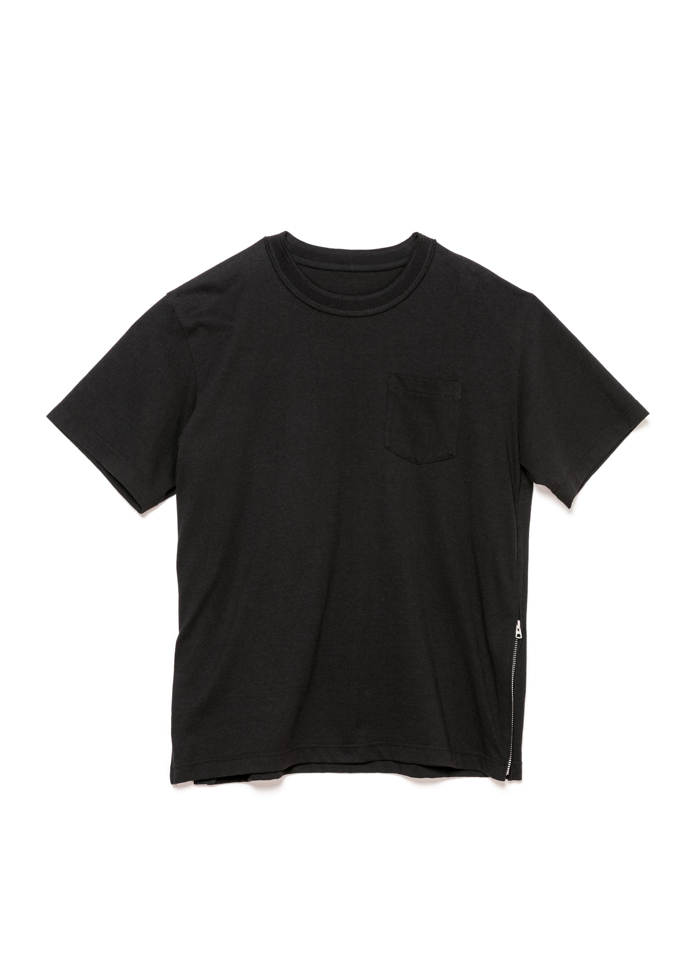 Side Zip Cotton T-Shirt