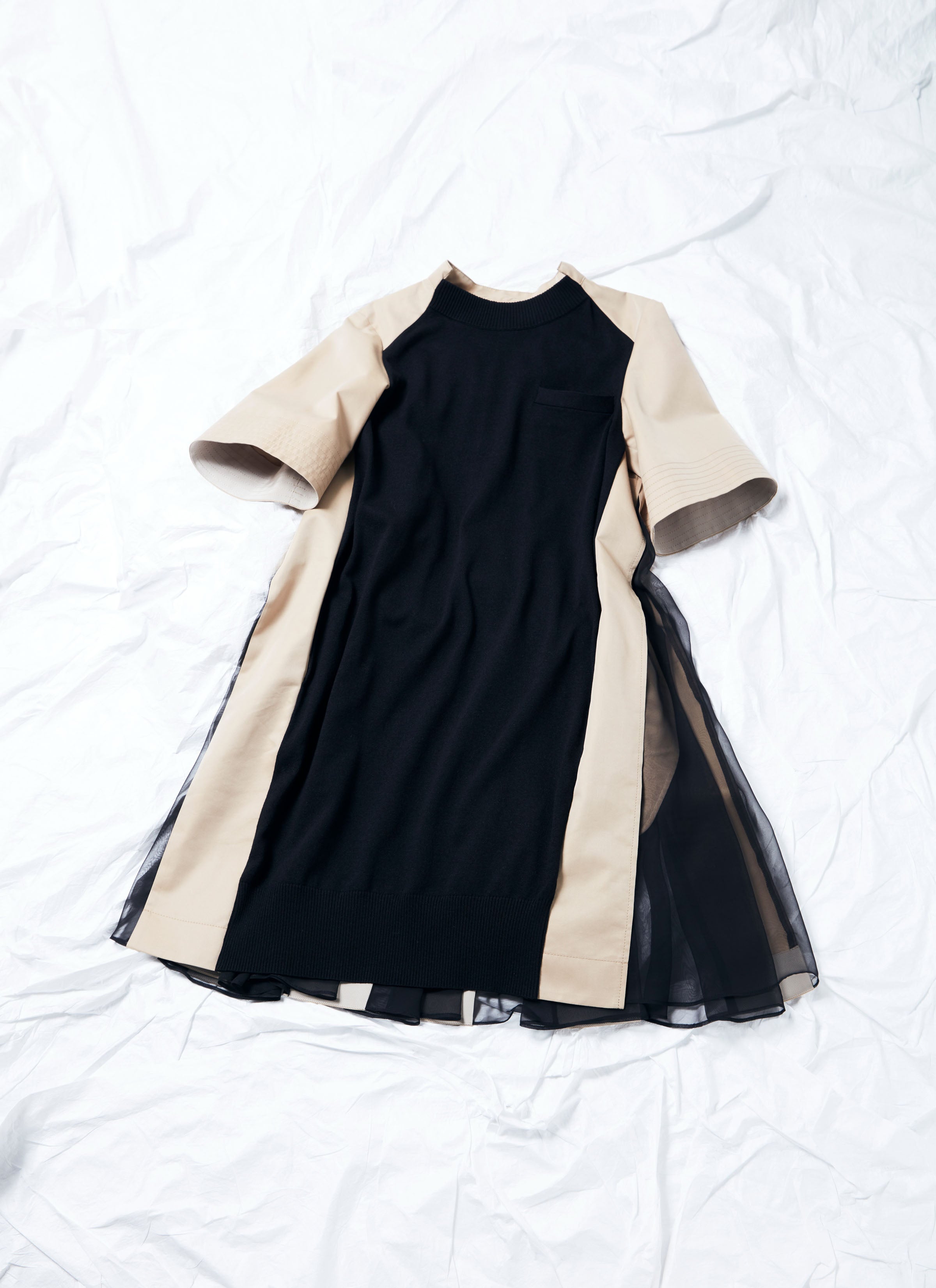 Cotton Gabardine x Knit Dress