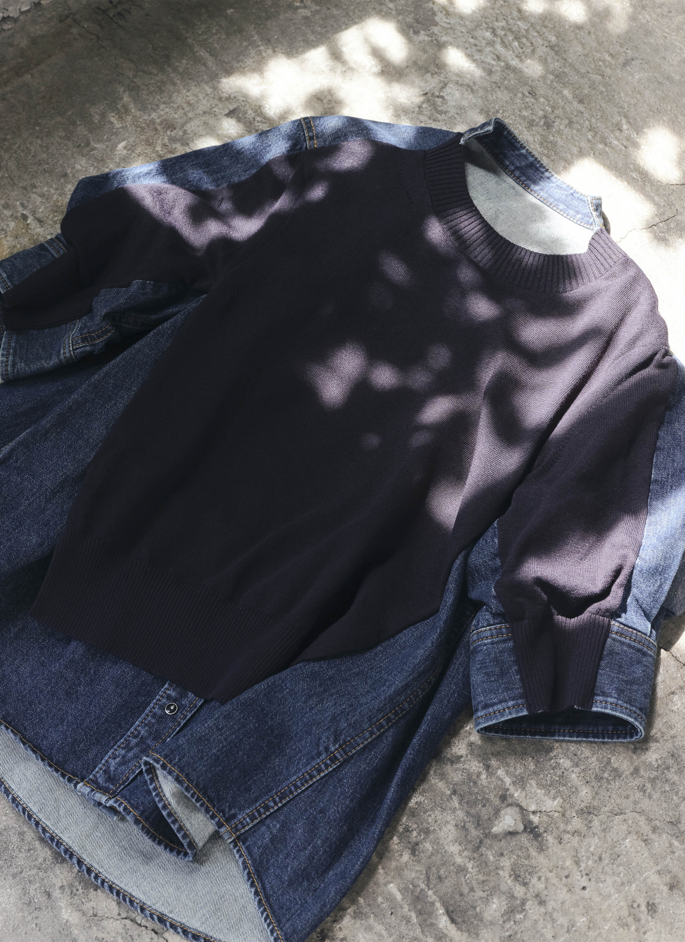 Denim x Knit Pullover