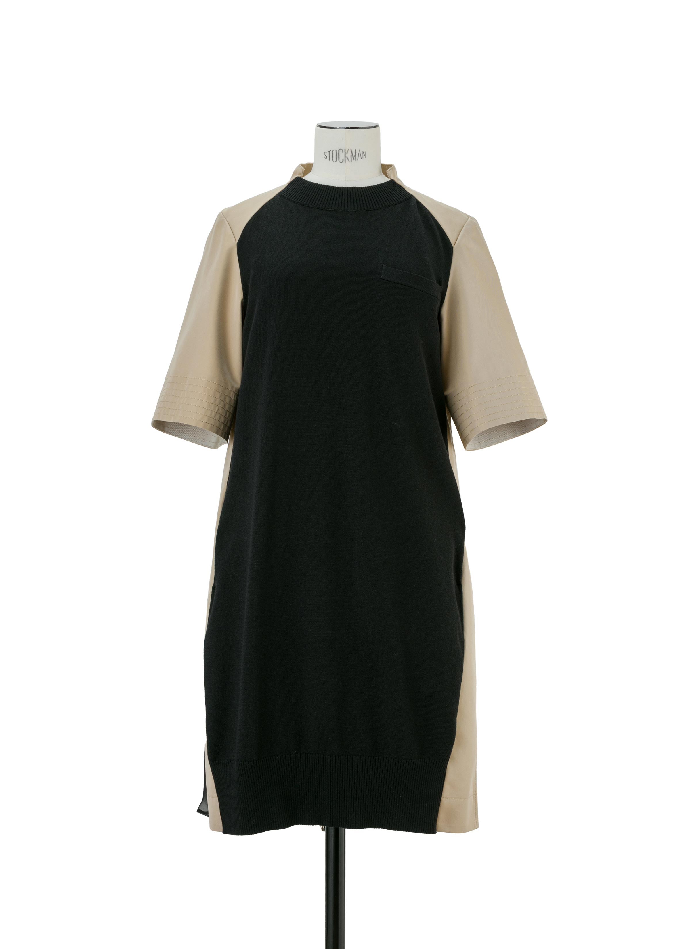 Cotton Gabardine x Knit Dress