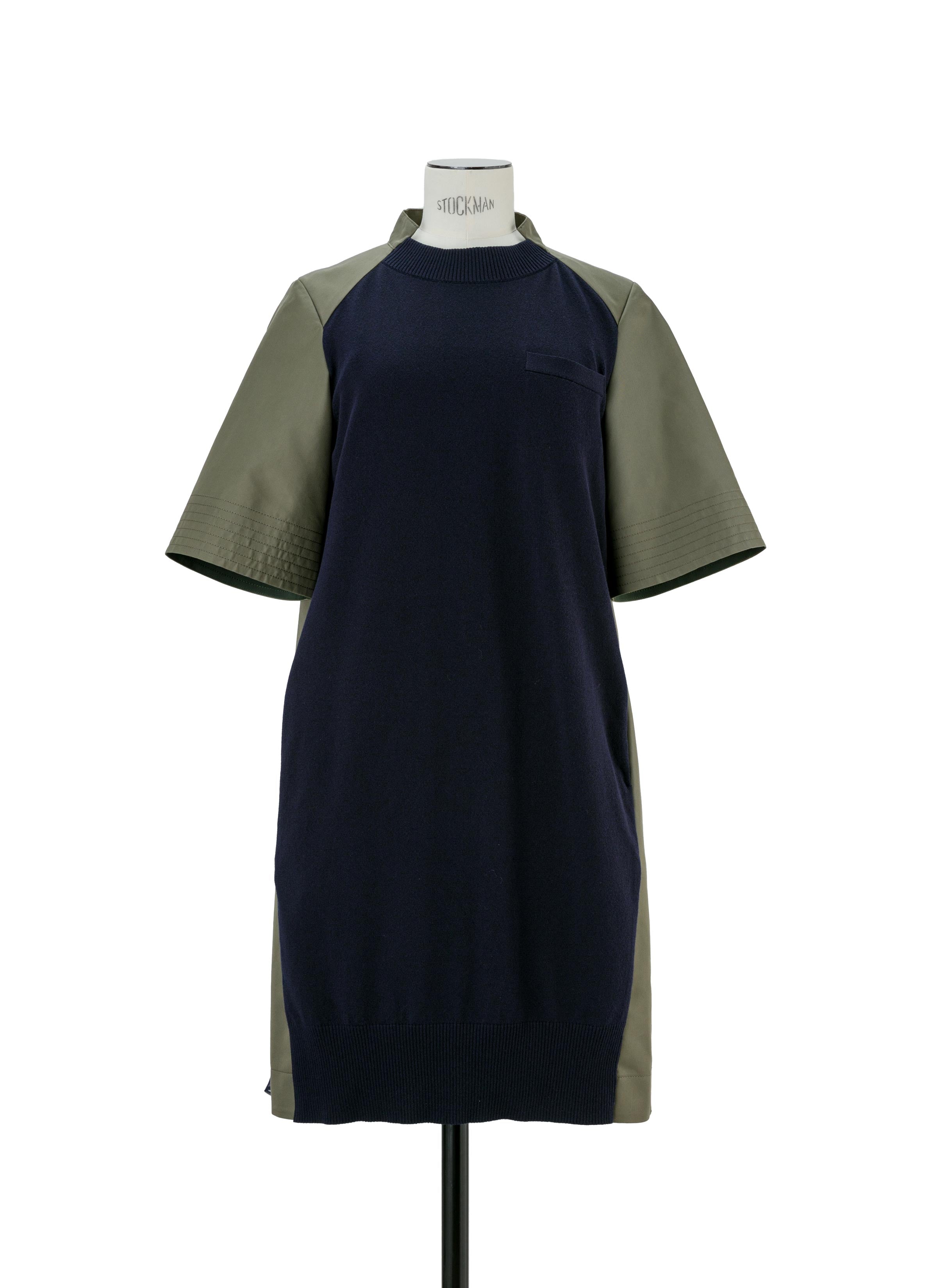 Cotton Gabardine x Knit Dress
