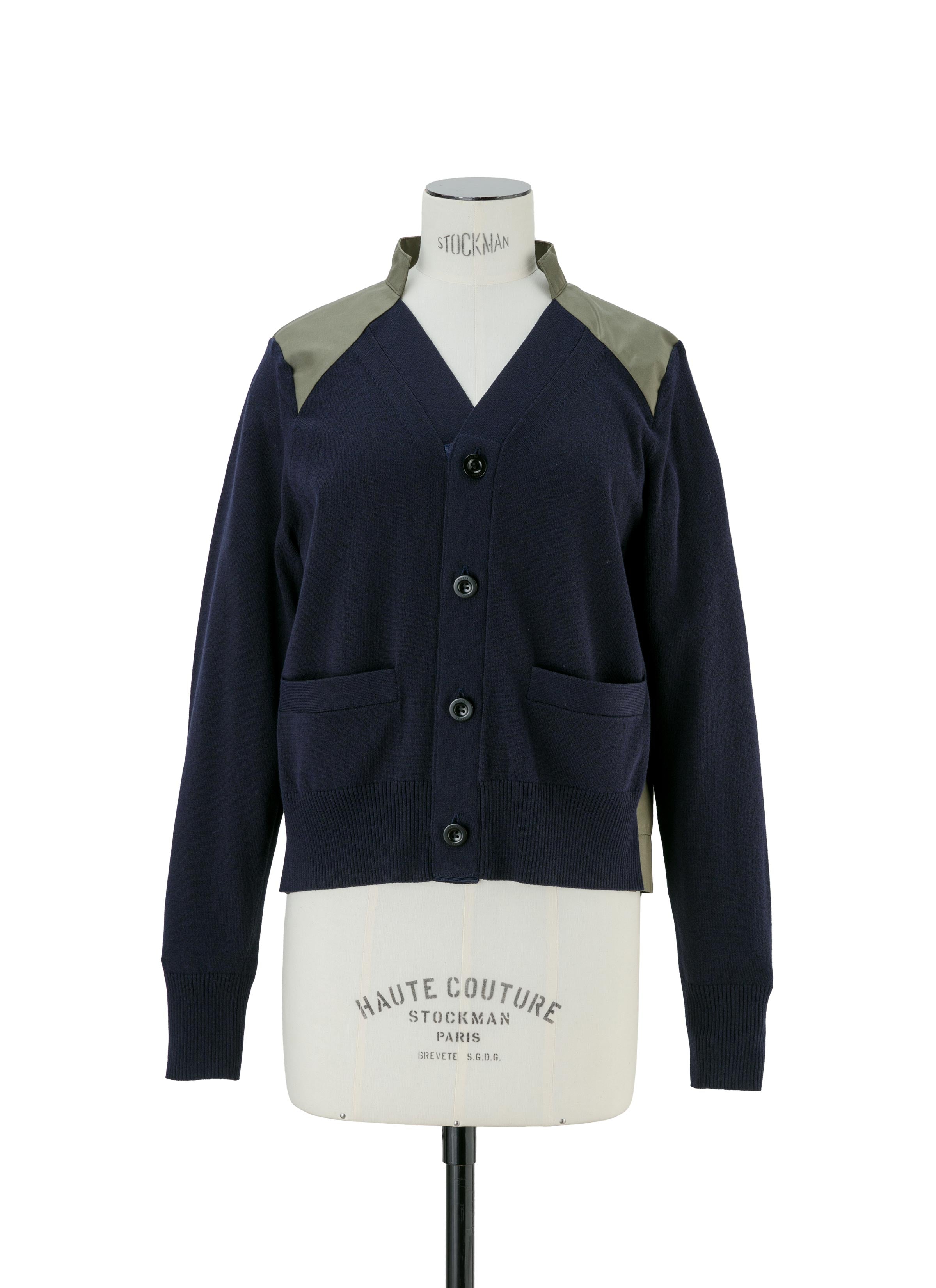 Cotton Gabardine x Knit Cardigan