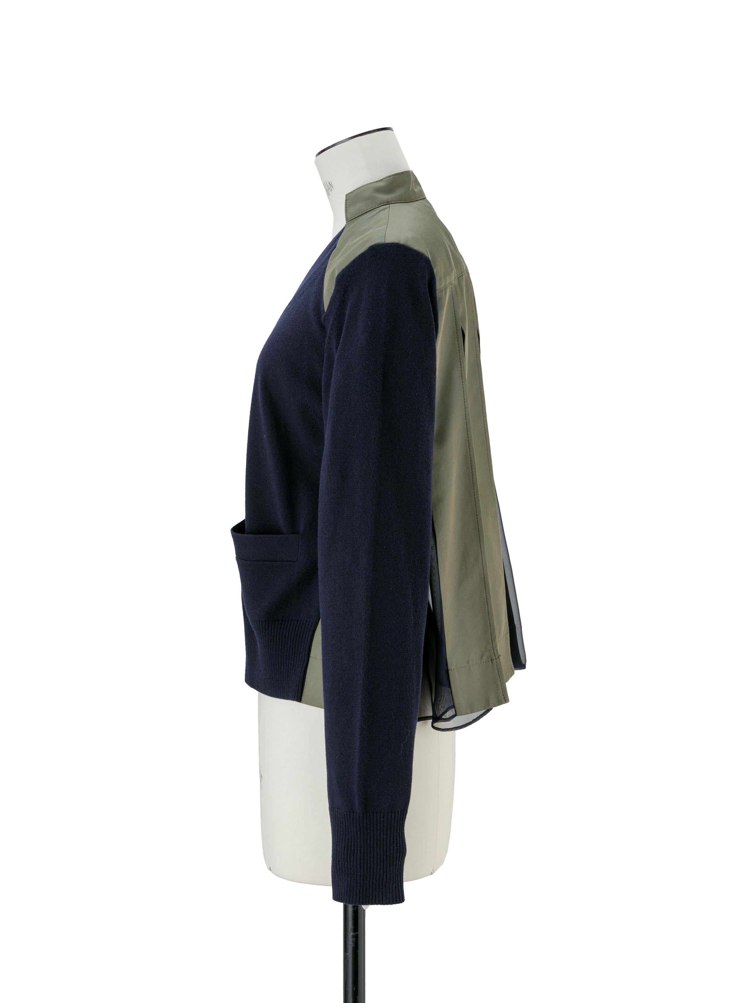 Cotton Gabardine x Knit Cardigan