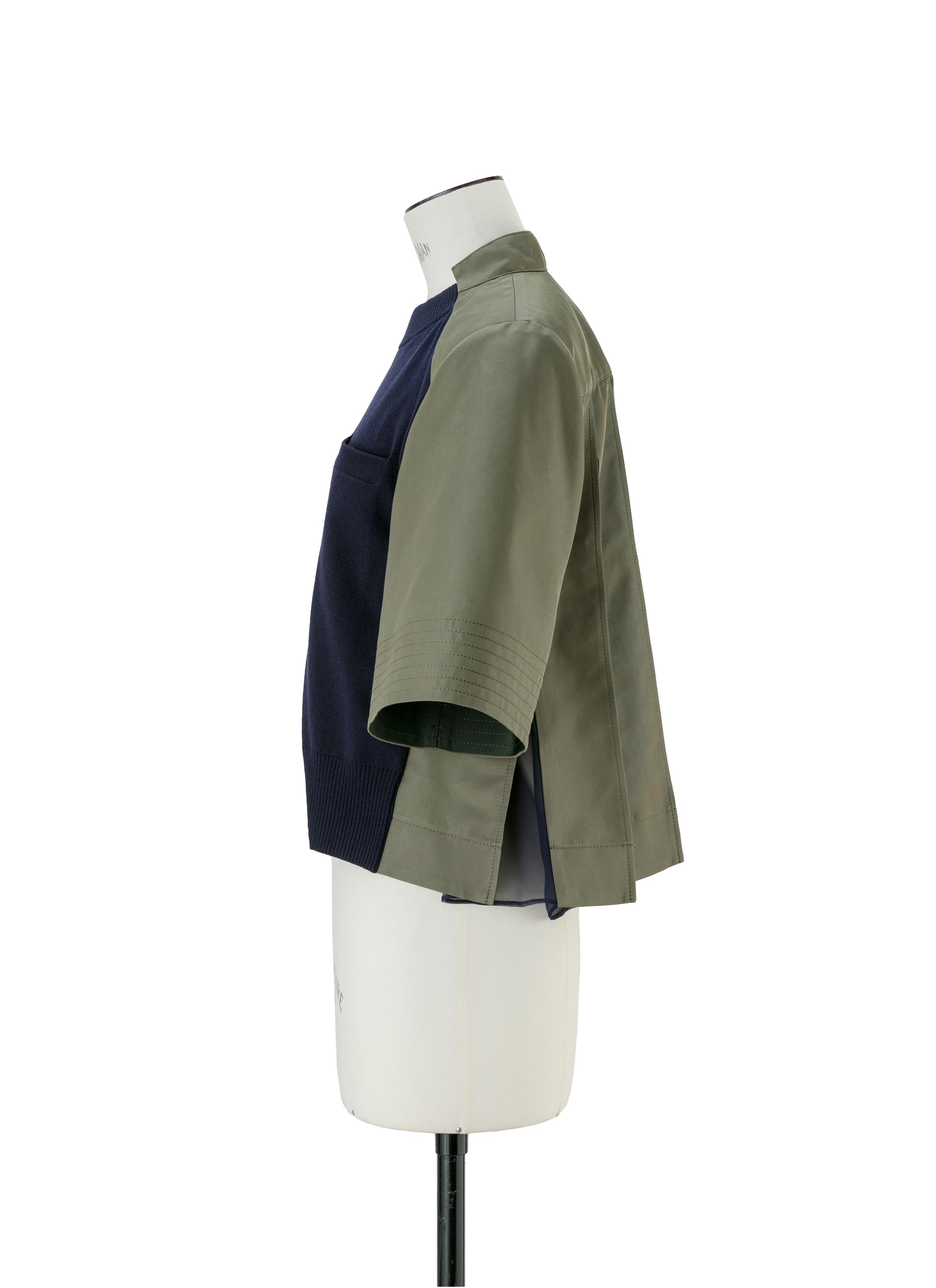 Cotton Gabardine x Knit Pullover