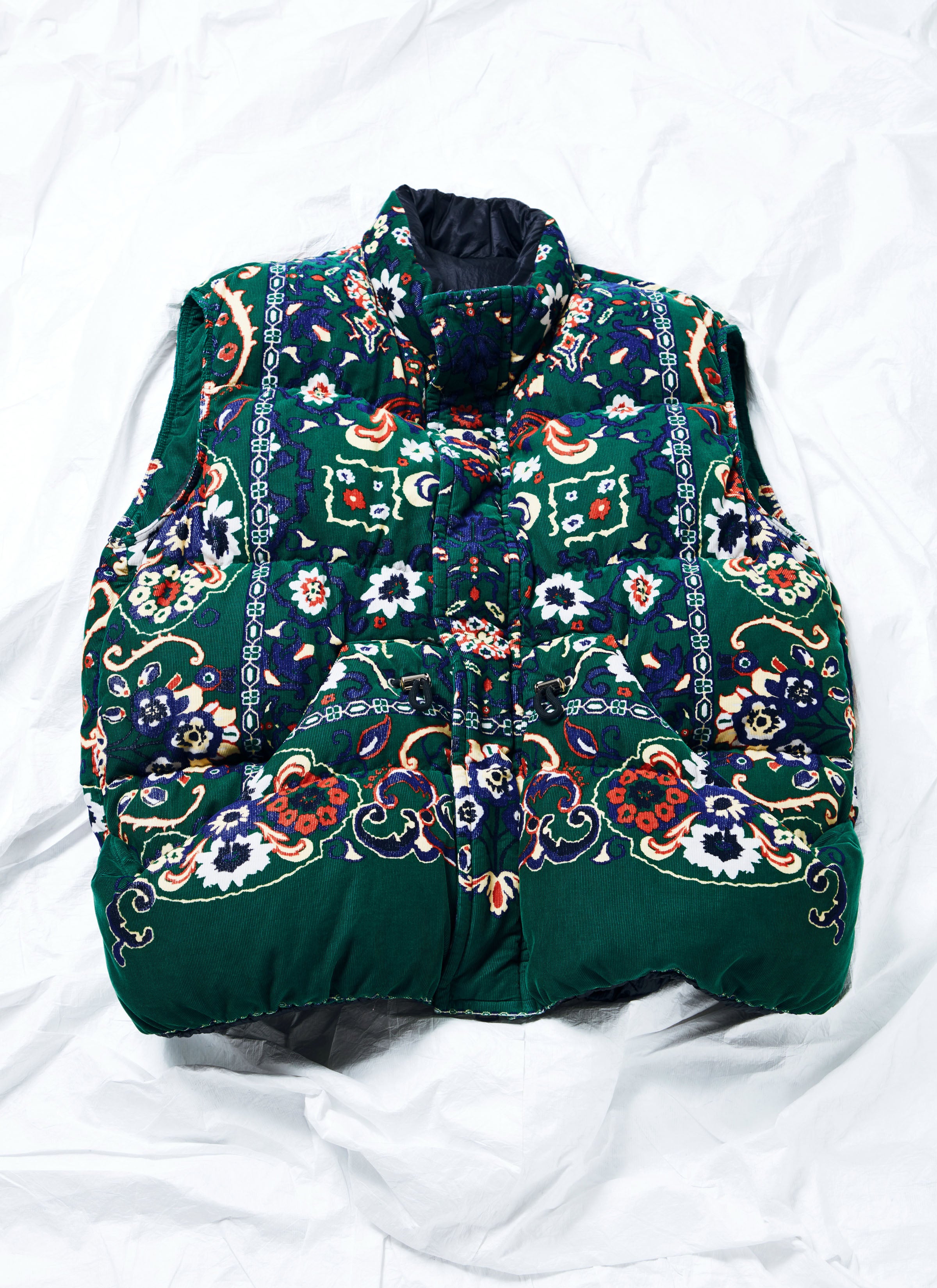 Floral Print Corduroy Vest