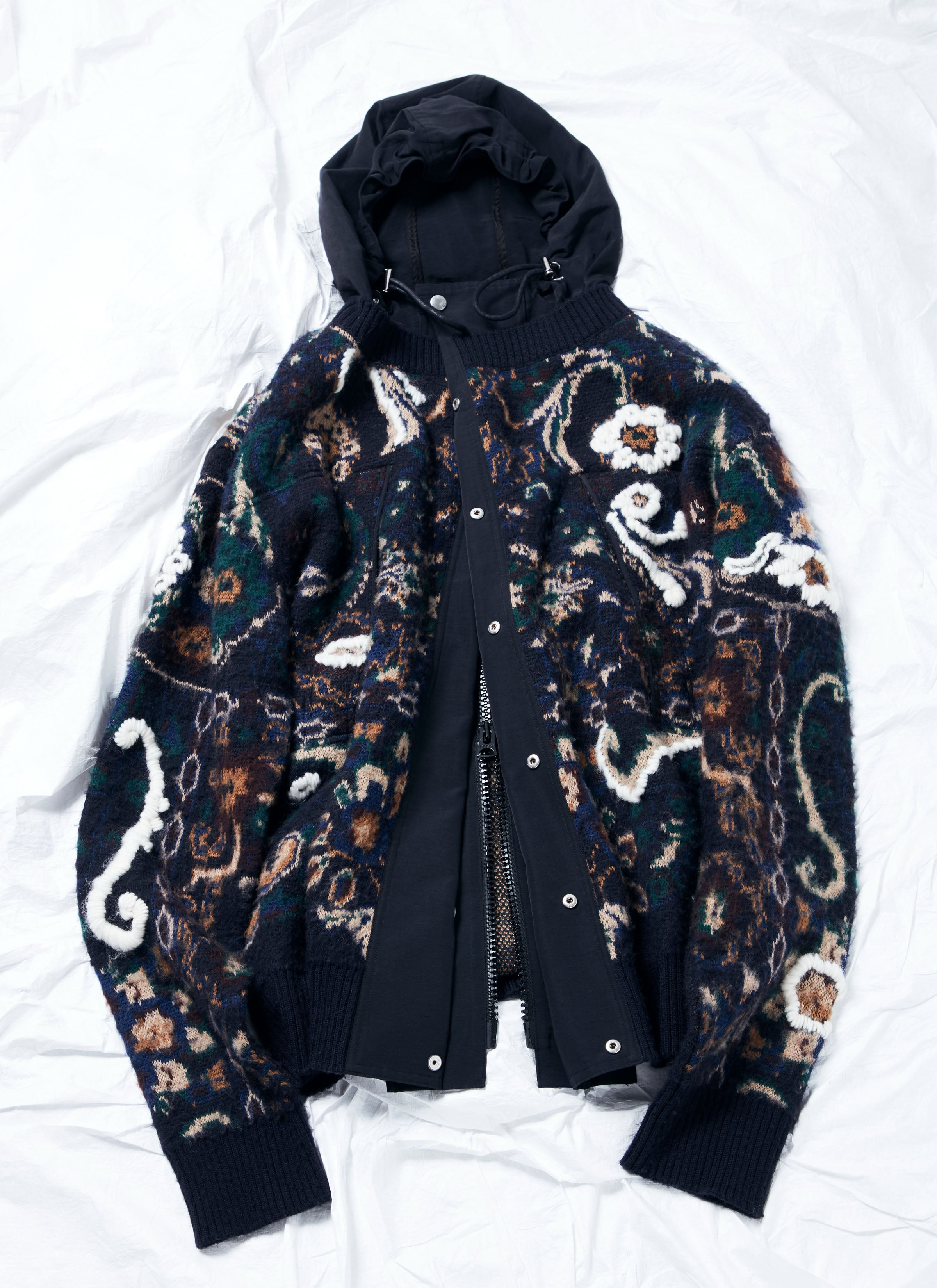 Floral Jacquard Knit Blouson
