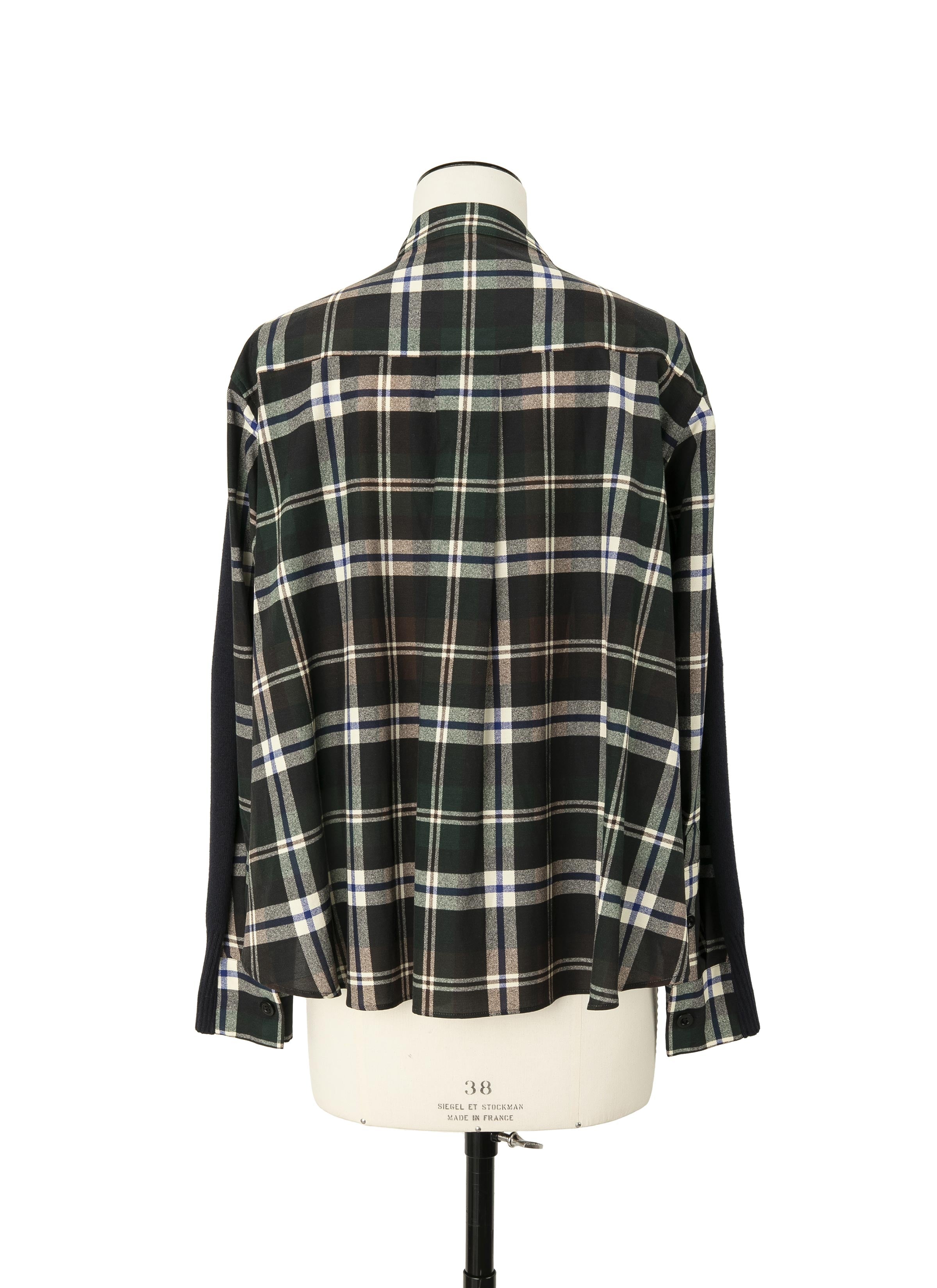 Plaid Print x Knit Cardigan
