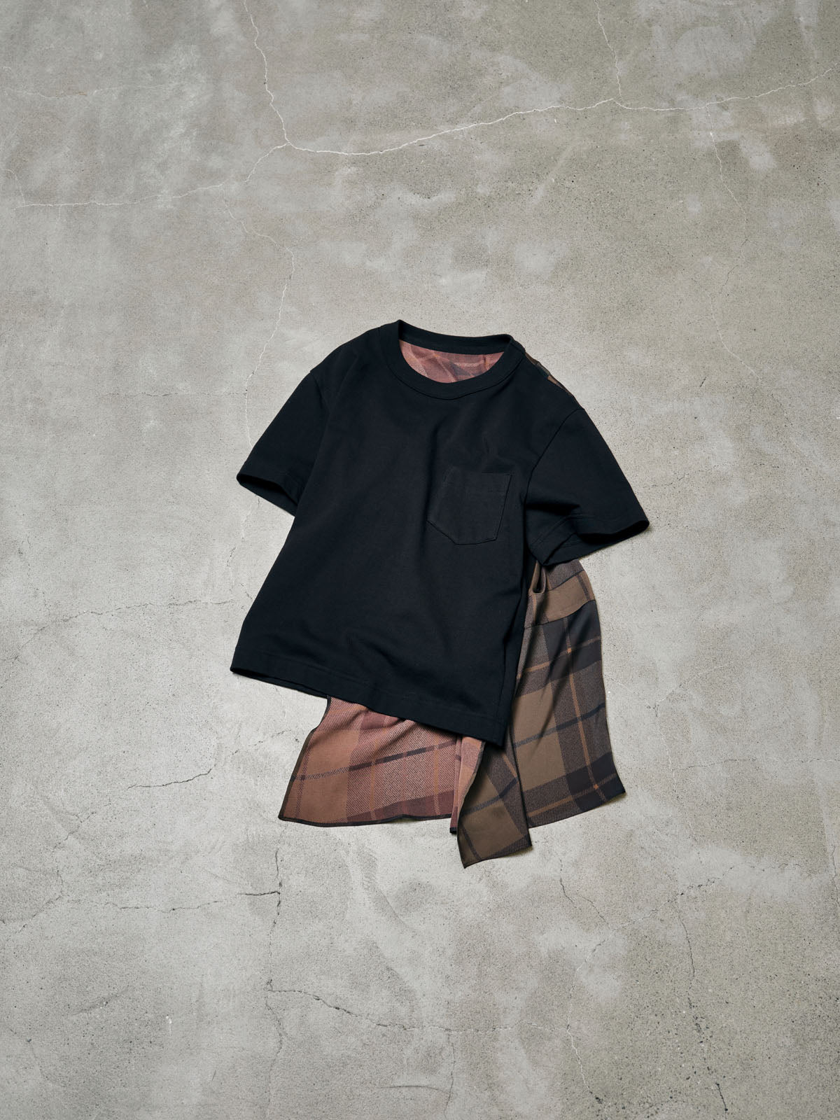 Plaid Print x Cotton Jersey T-Shirt