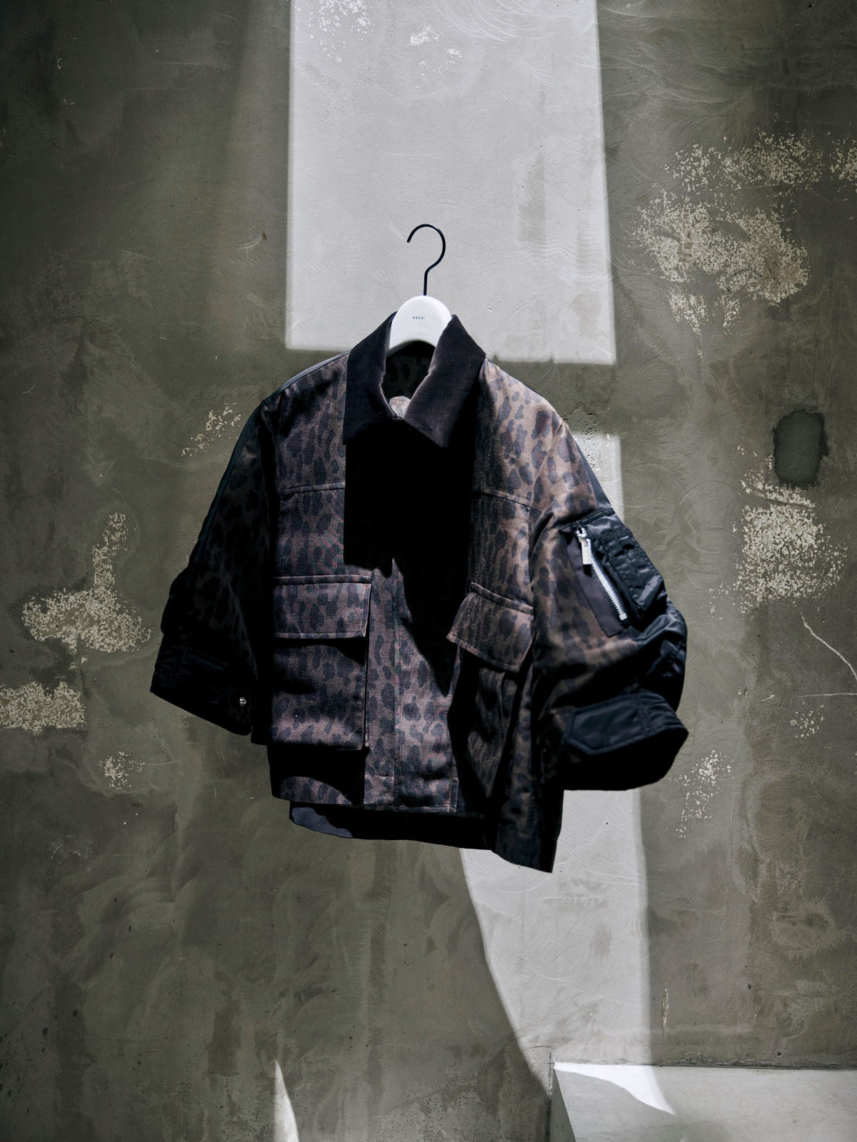 Leopard Print x Nylon Twill Jacket