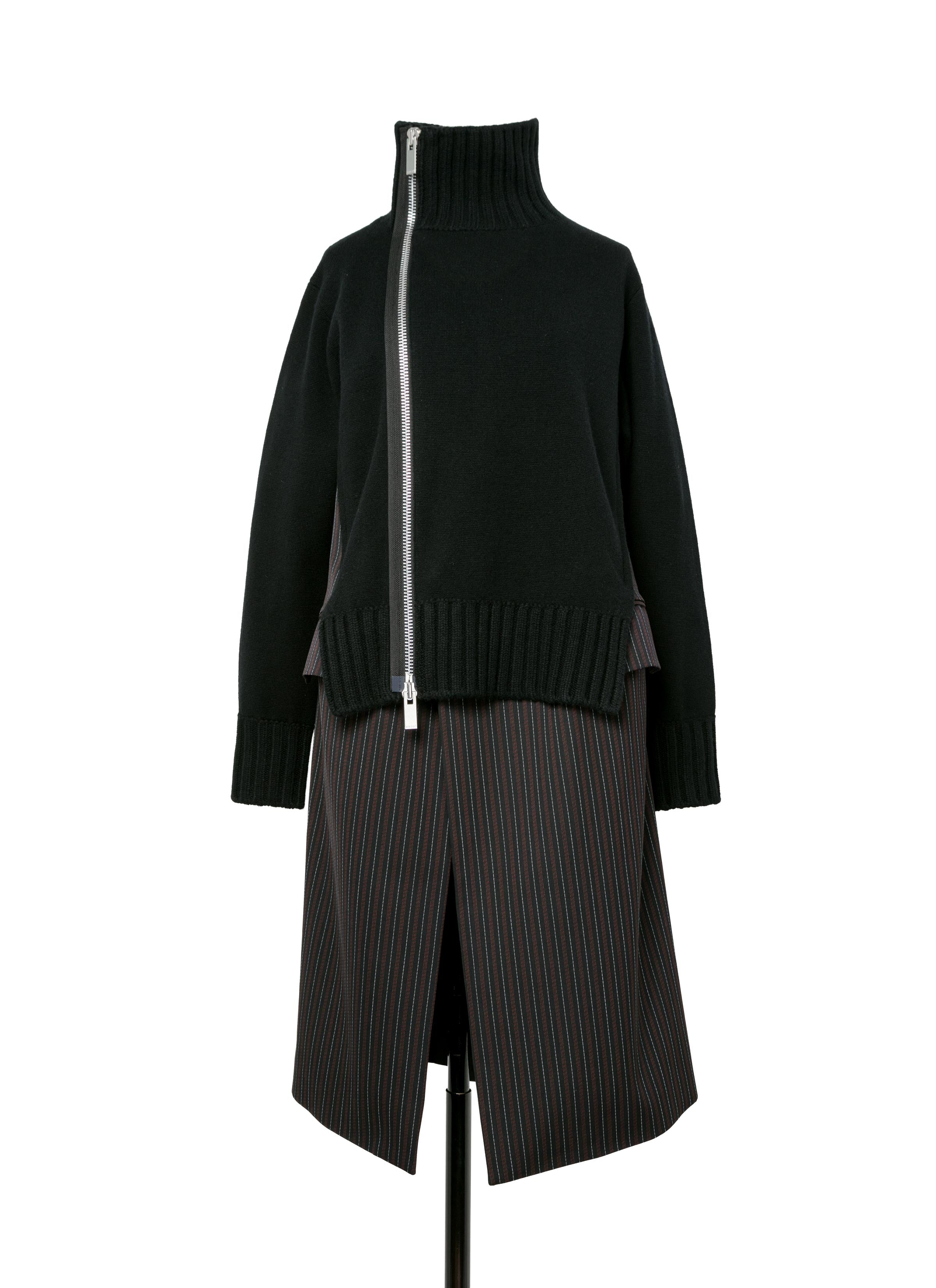 stripe-doeskin-x-wool-knit-coat-dress