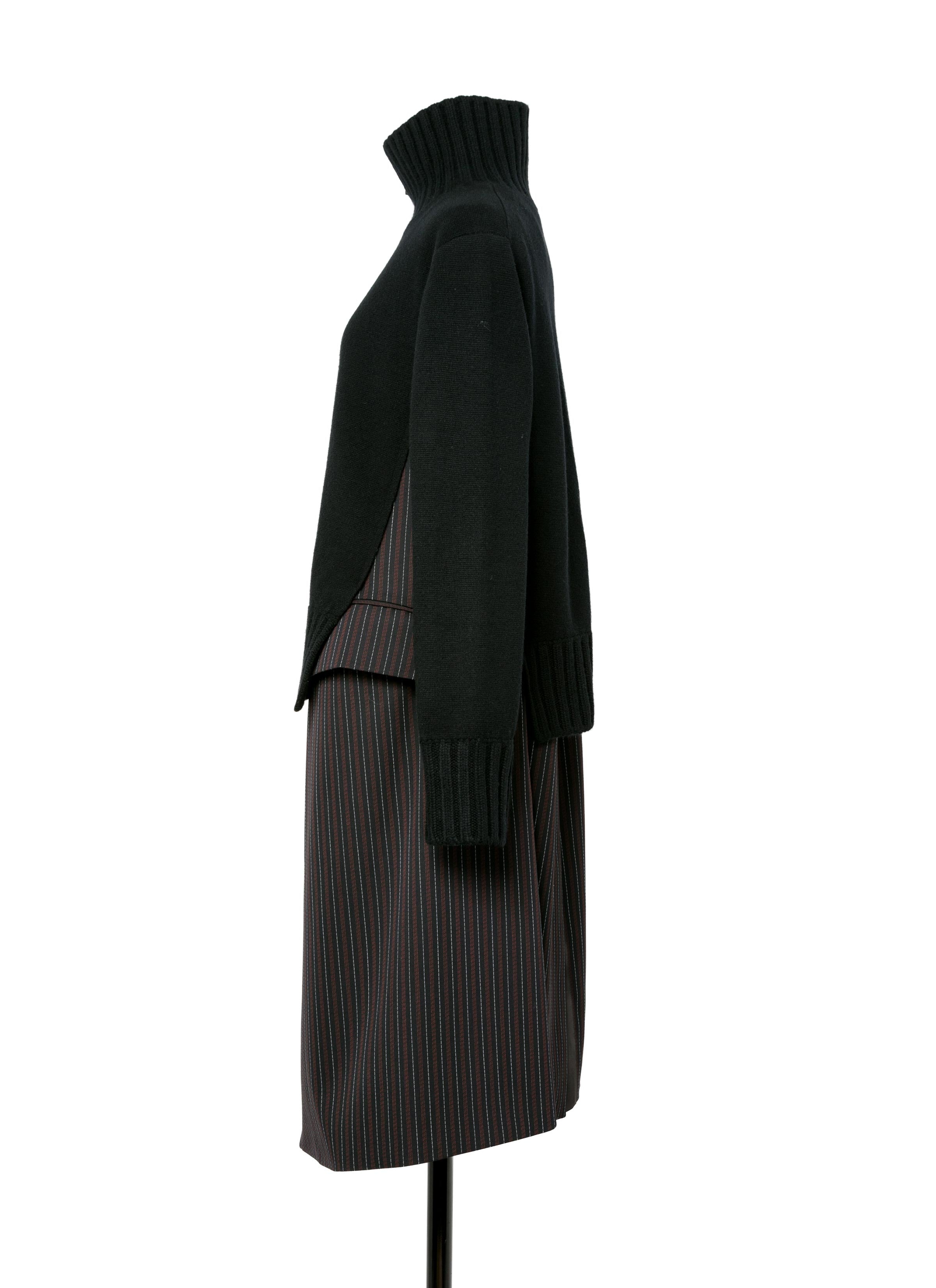 stripe-doeskin-x-wool-knit-coat-dress