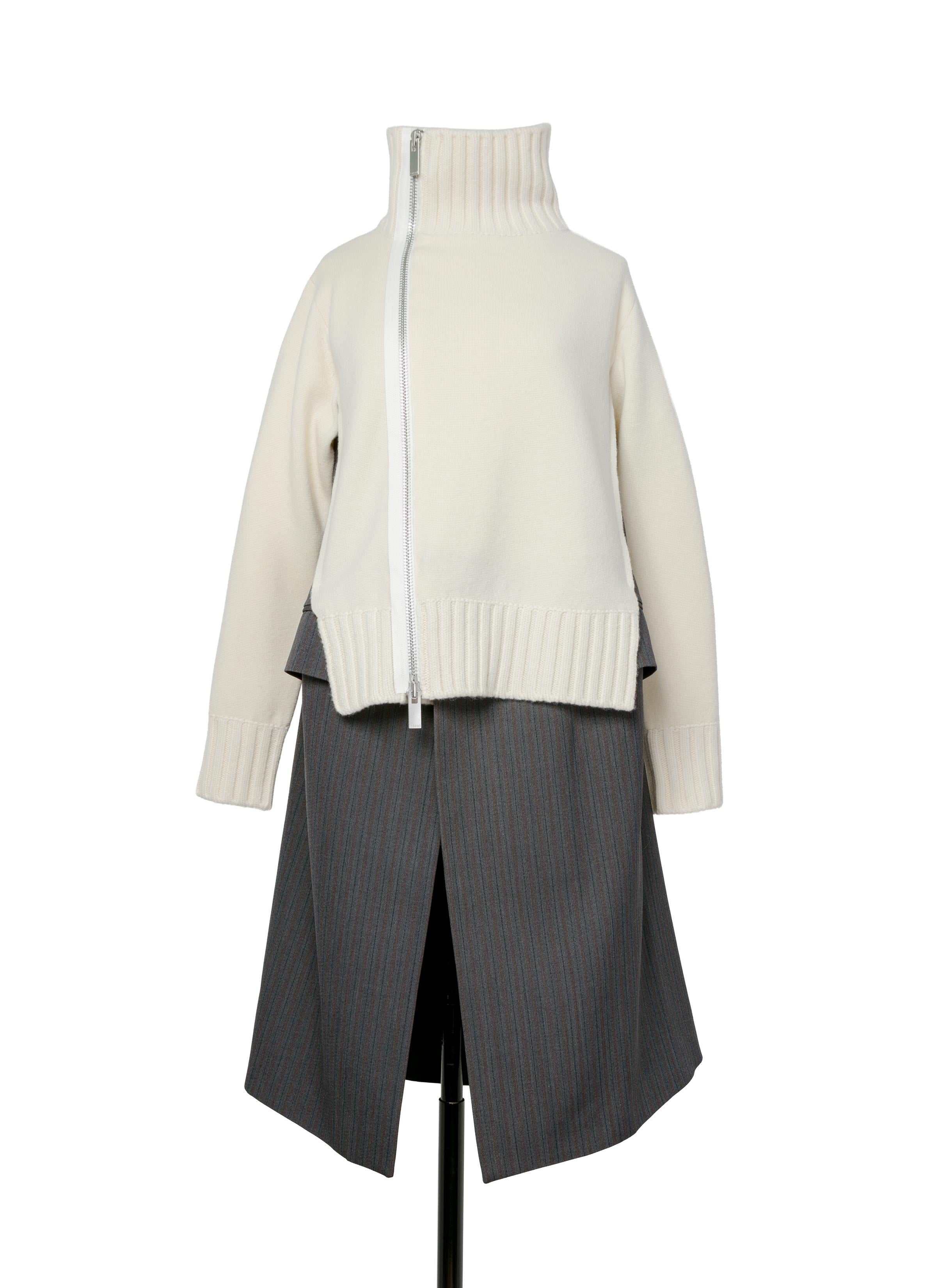 stripe-doeskin-x-wool-knit-coat-dress