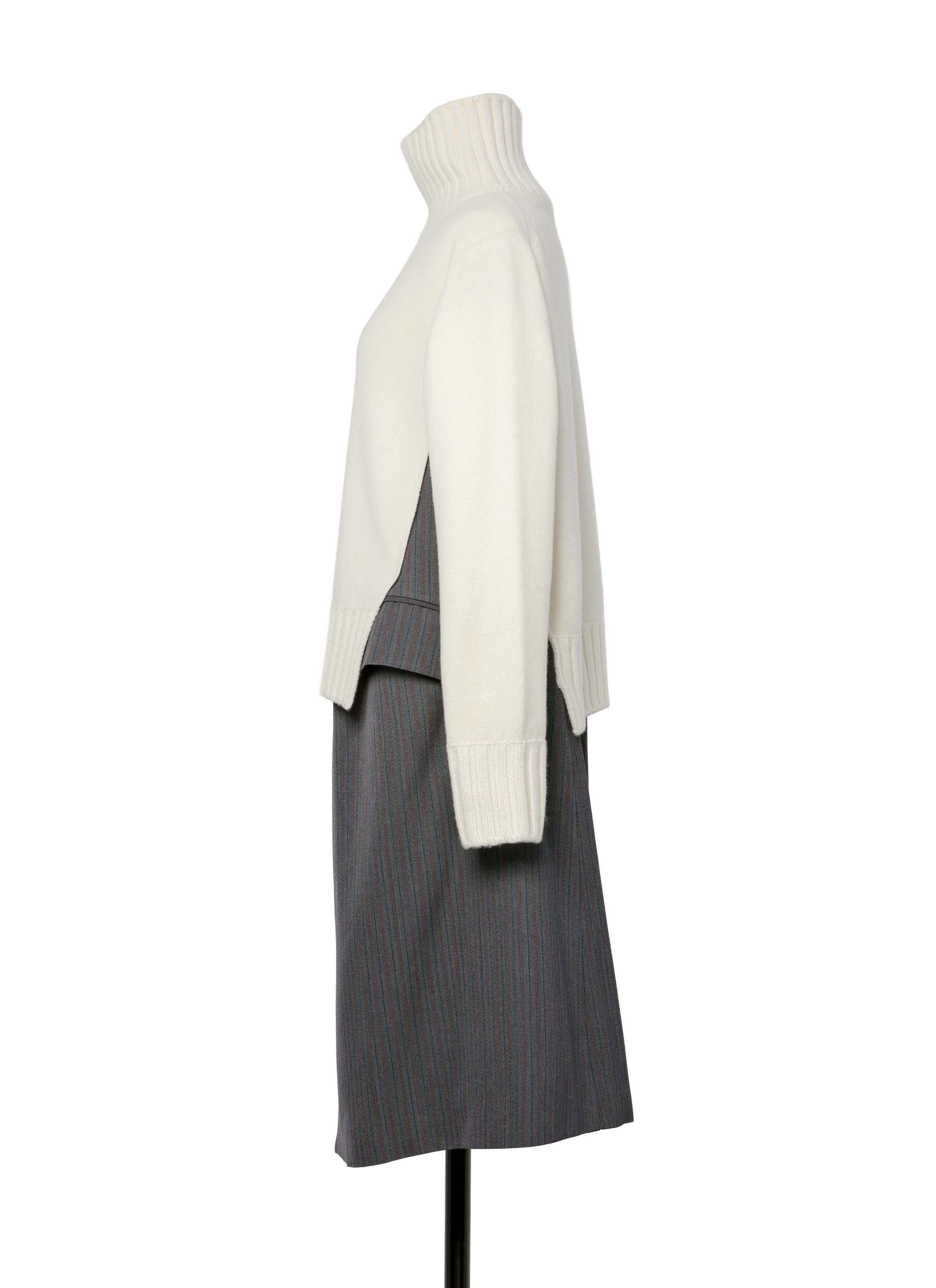 stripe-doeskin-x-wool-knit-coat-dress