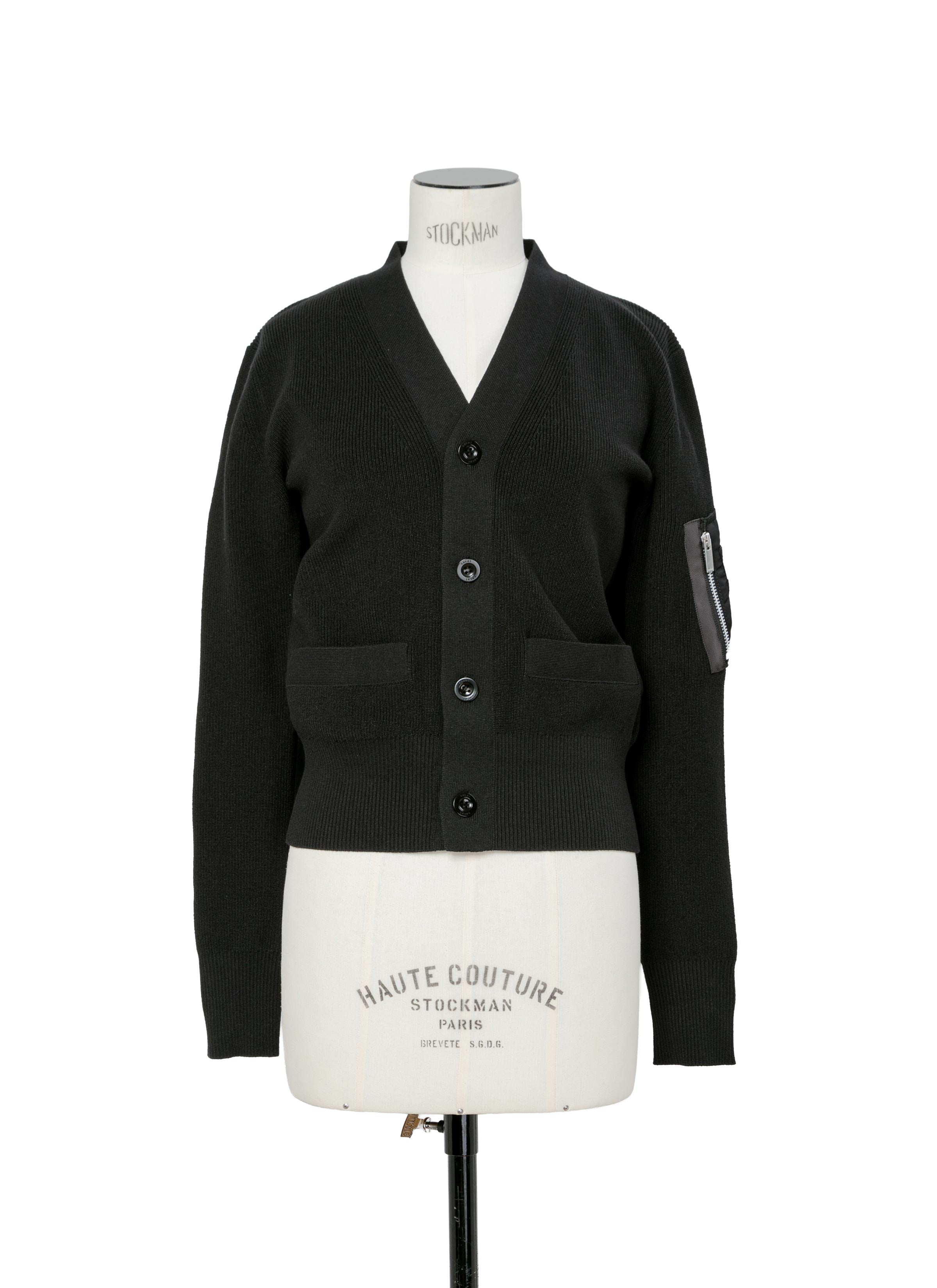 nylon-twill-x-cotton-knit-cardigan